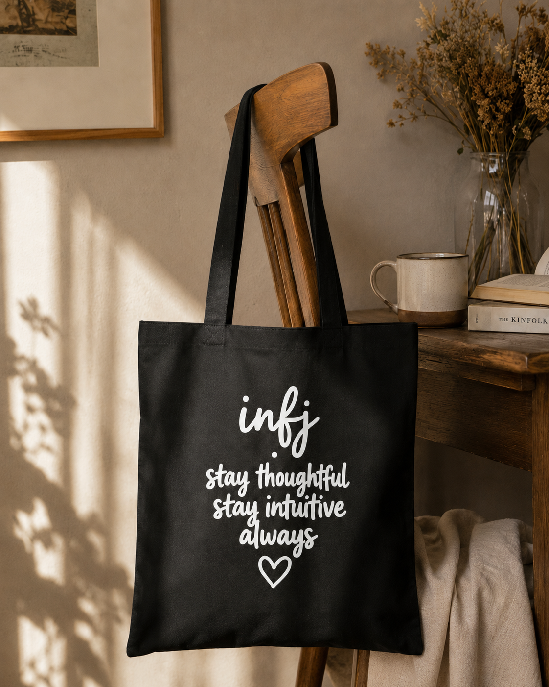 INFJ Cotton Canvas Tote Bag - Black