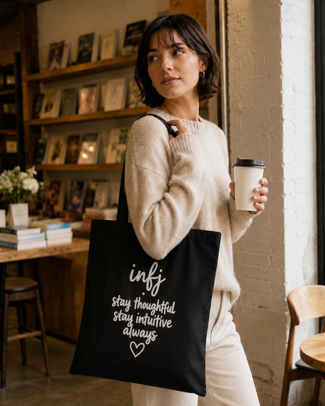 INFJ Cotton Canvas Tote Bag - Black