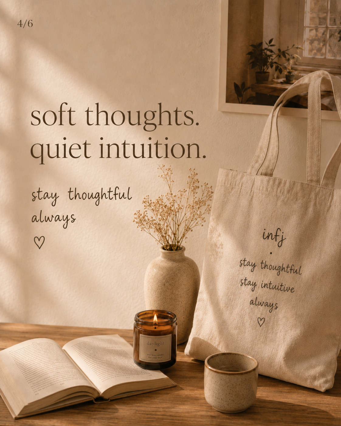 INFJ Cotton Canvas Tote Bag - Natural