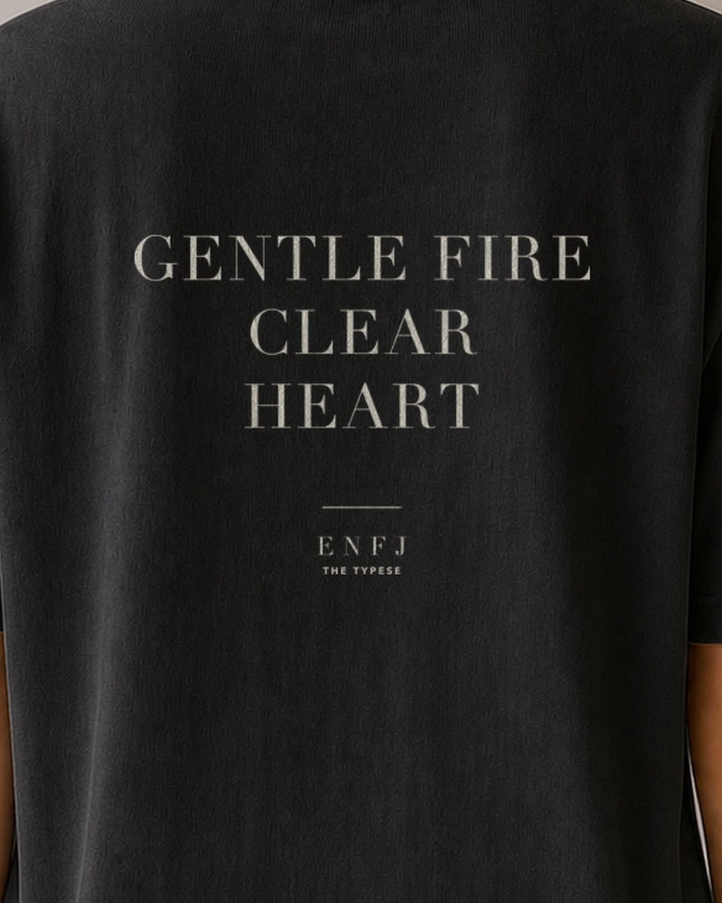 The Typese ENFJ Comfort Colors Tee in black, female back detail
