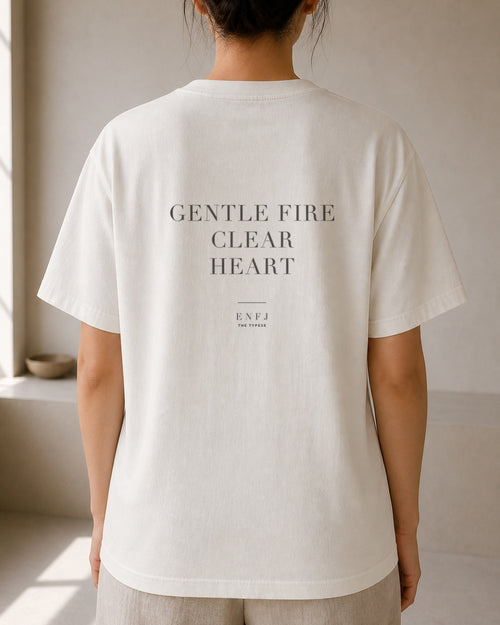 The Typese ENFJ Comfort Colors Tee in cream white, female back
