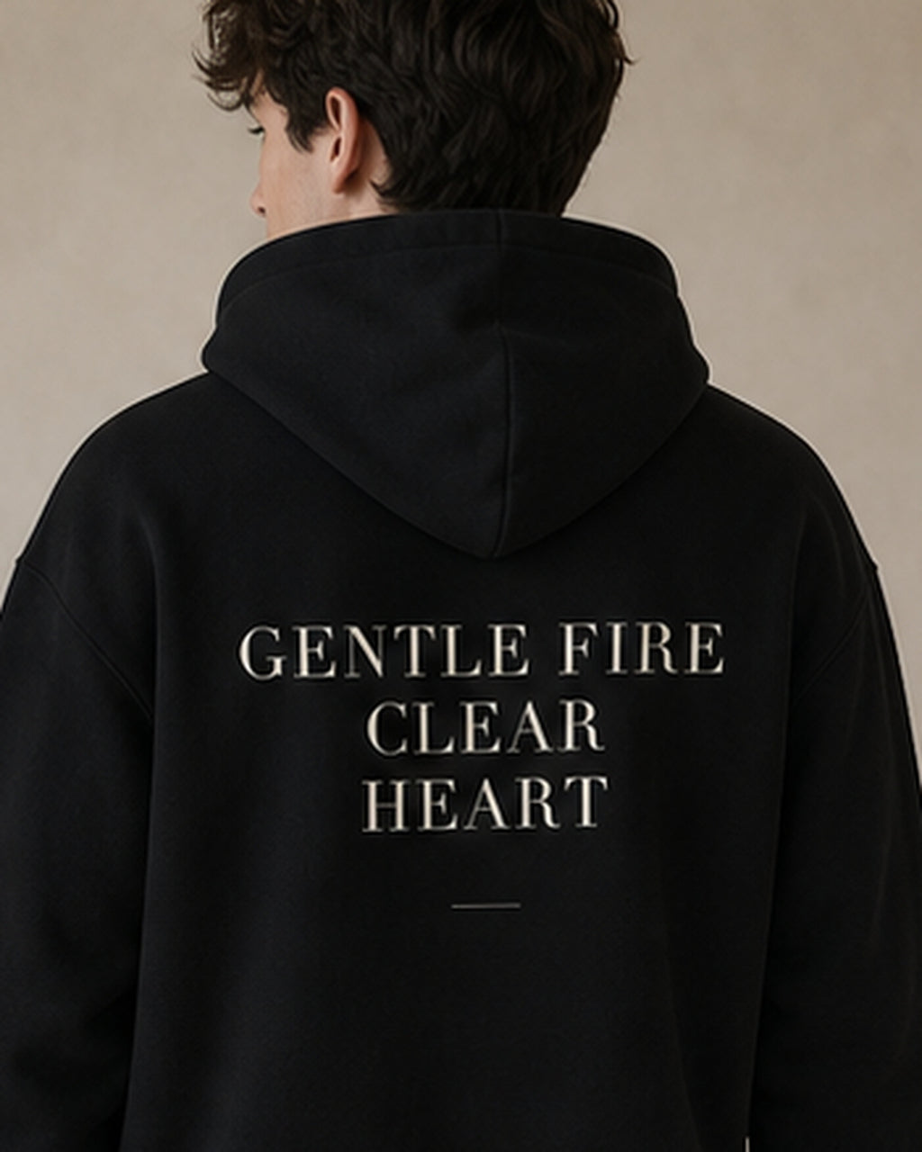 The Typese ENFJ Gildan hoodie in black, male back detail
