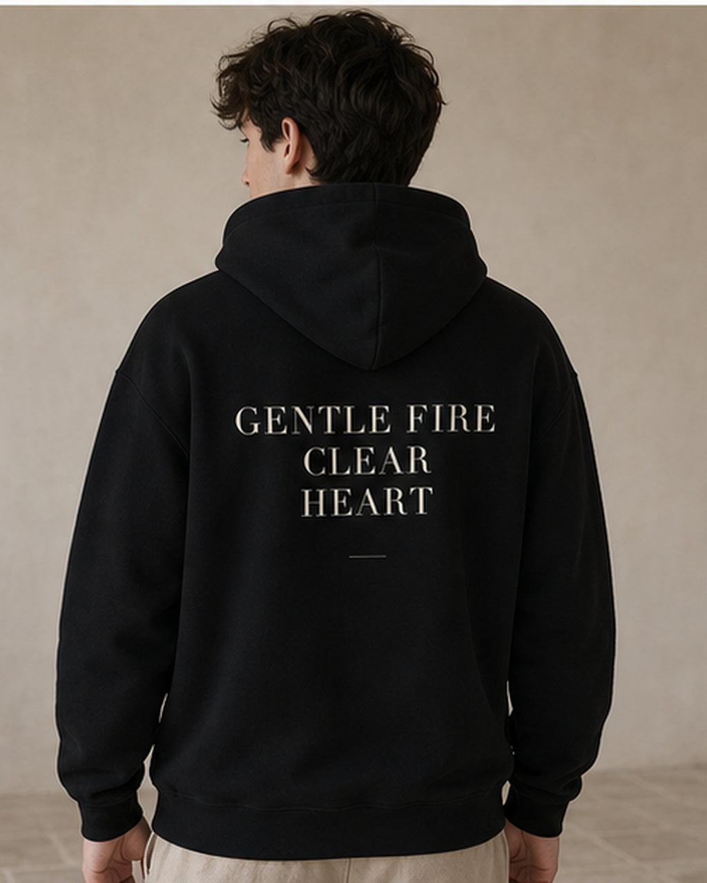 The Typese ENFJ Gildan hoodie in black, male back