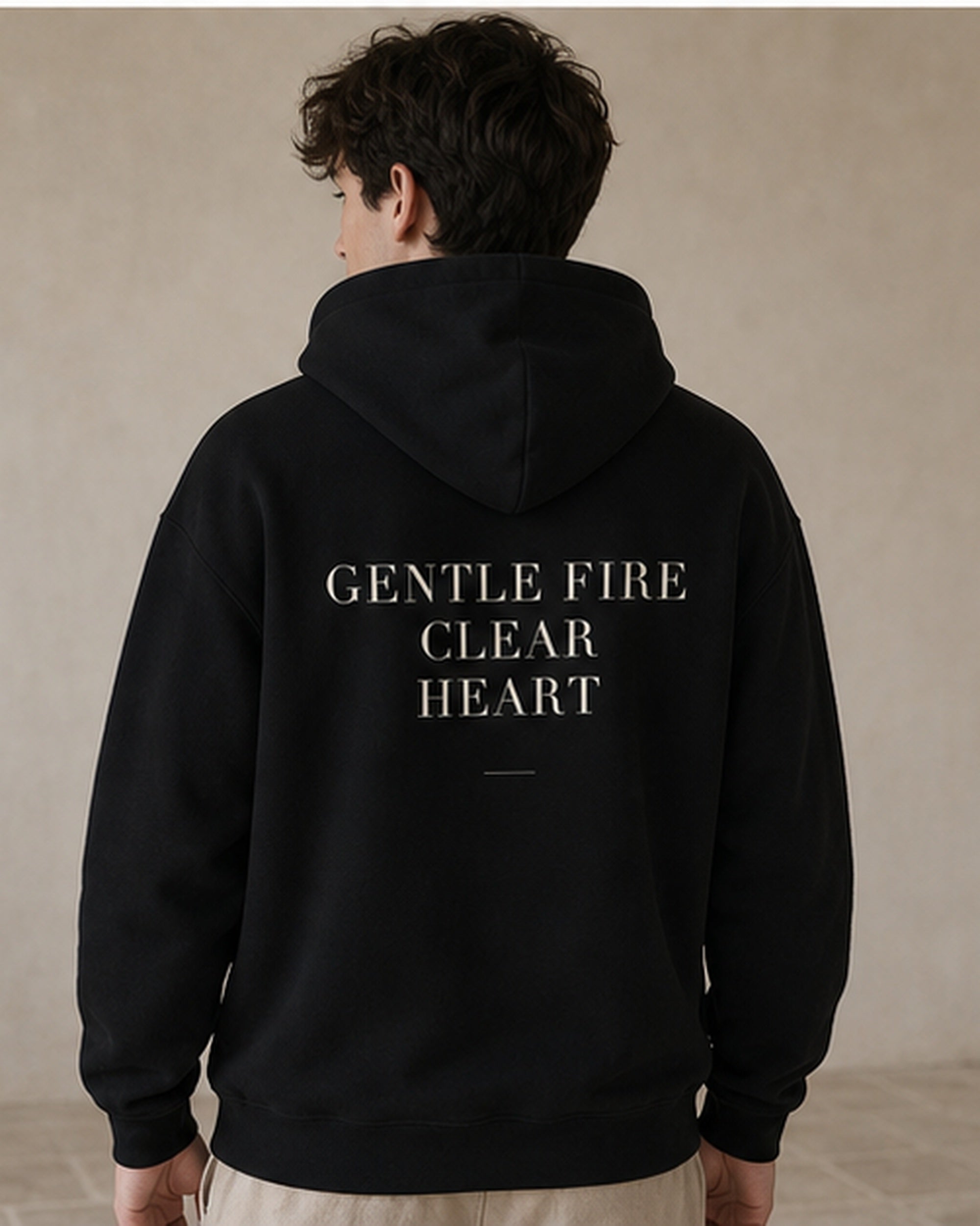 The Typese ENFJ Gildan hoodie in black, male back