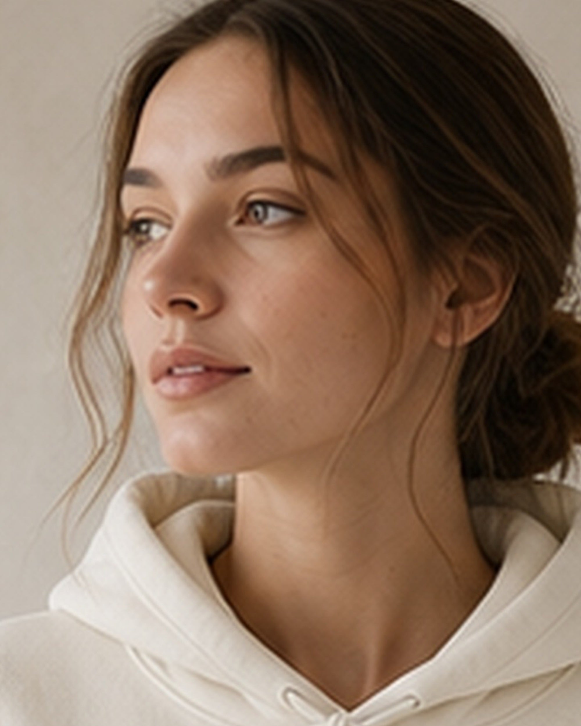 The Typese ENFJ Gildan hoodie in white, hood detail
