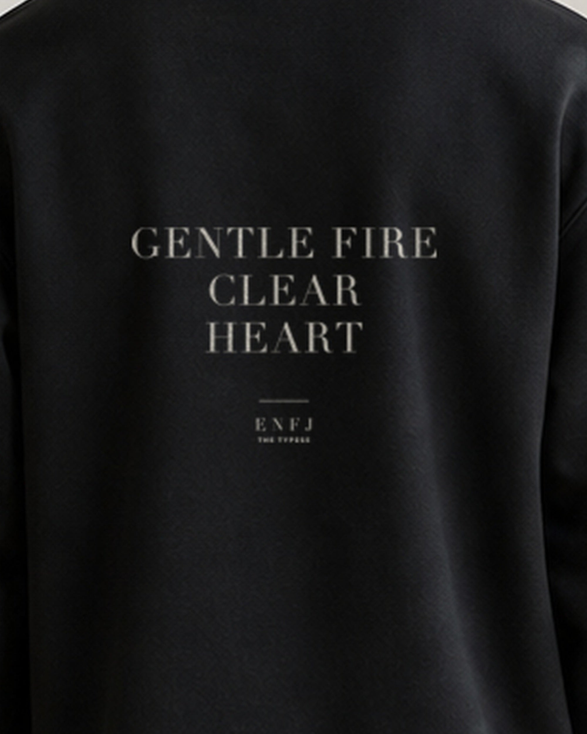 The Typese ENFJ Gildan crewneck sweatshirt in black, male back print close
