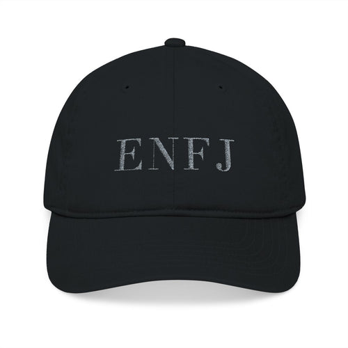 The Typese ENFJ organic cap, black beige, front