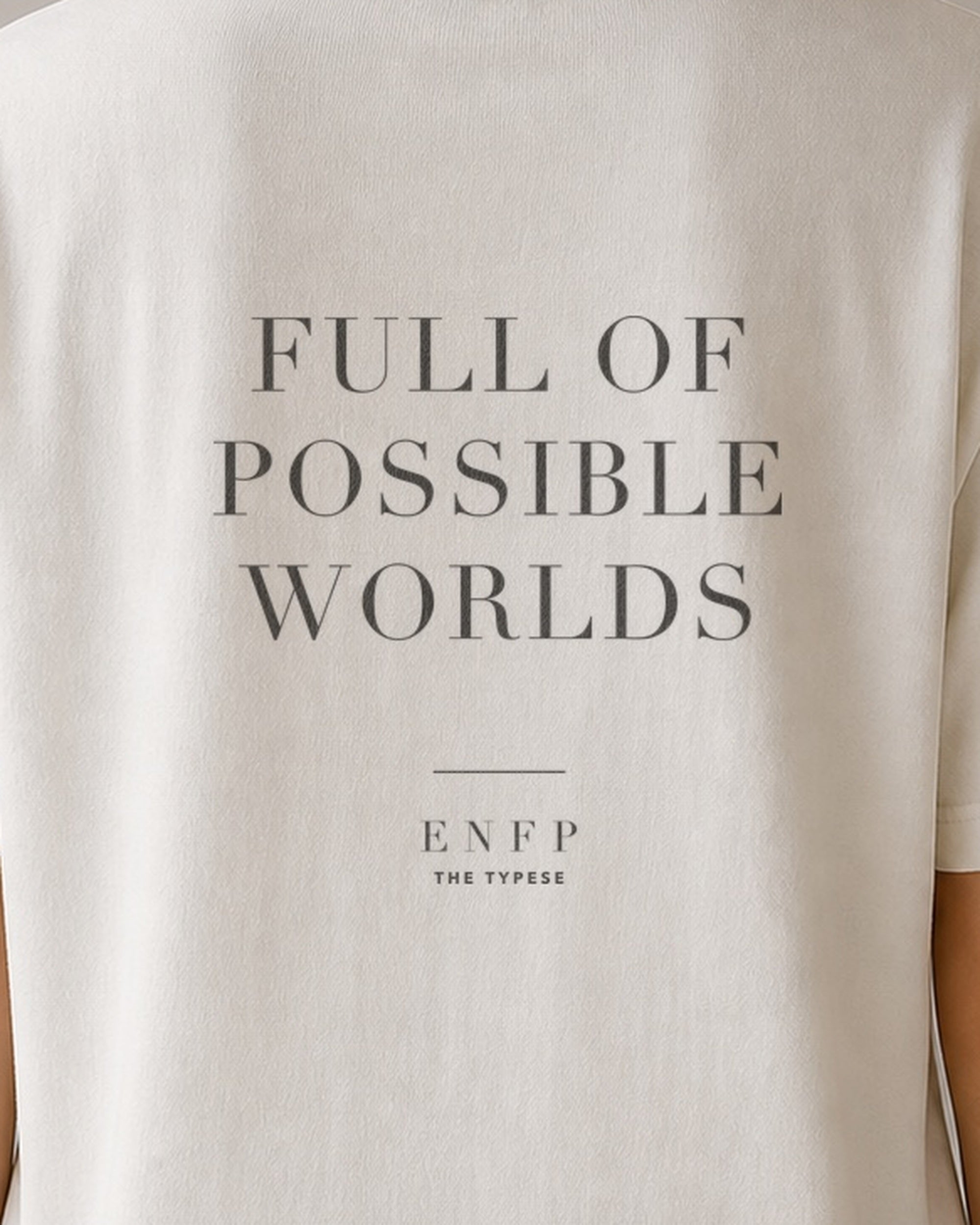The Typese ENFP Comfort Colors Tee in cream white, female back detail