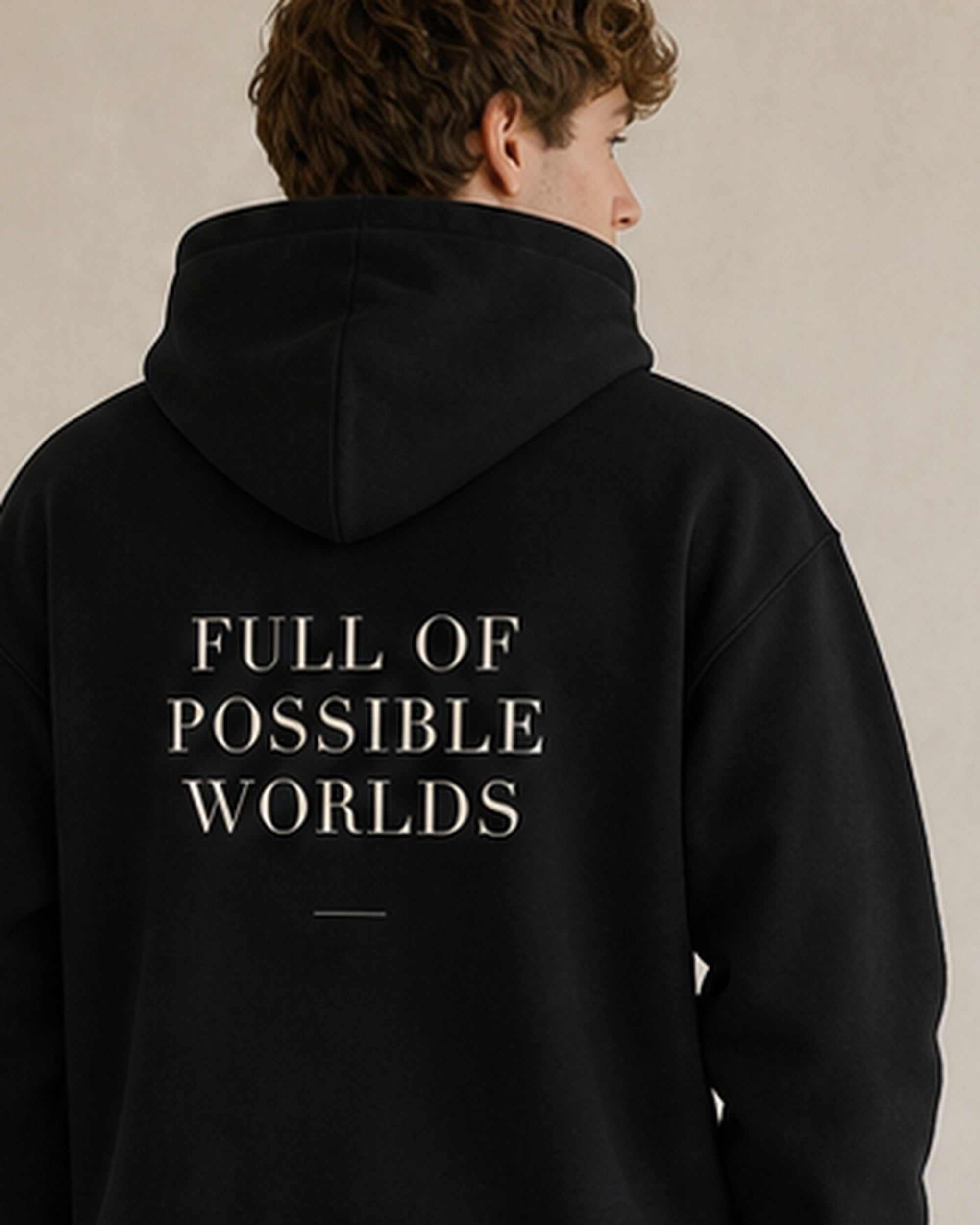 The Typese ENFP Gildan hoodie in black, male back detail