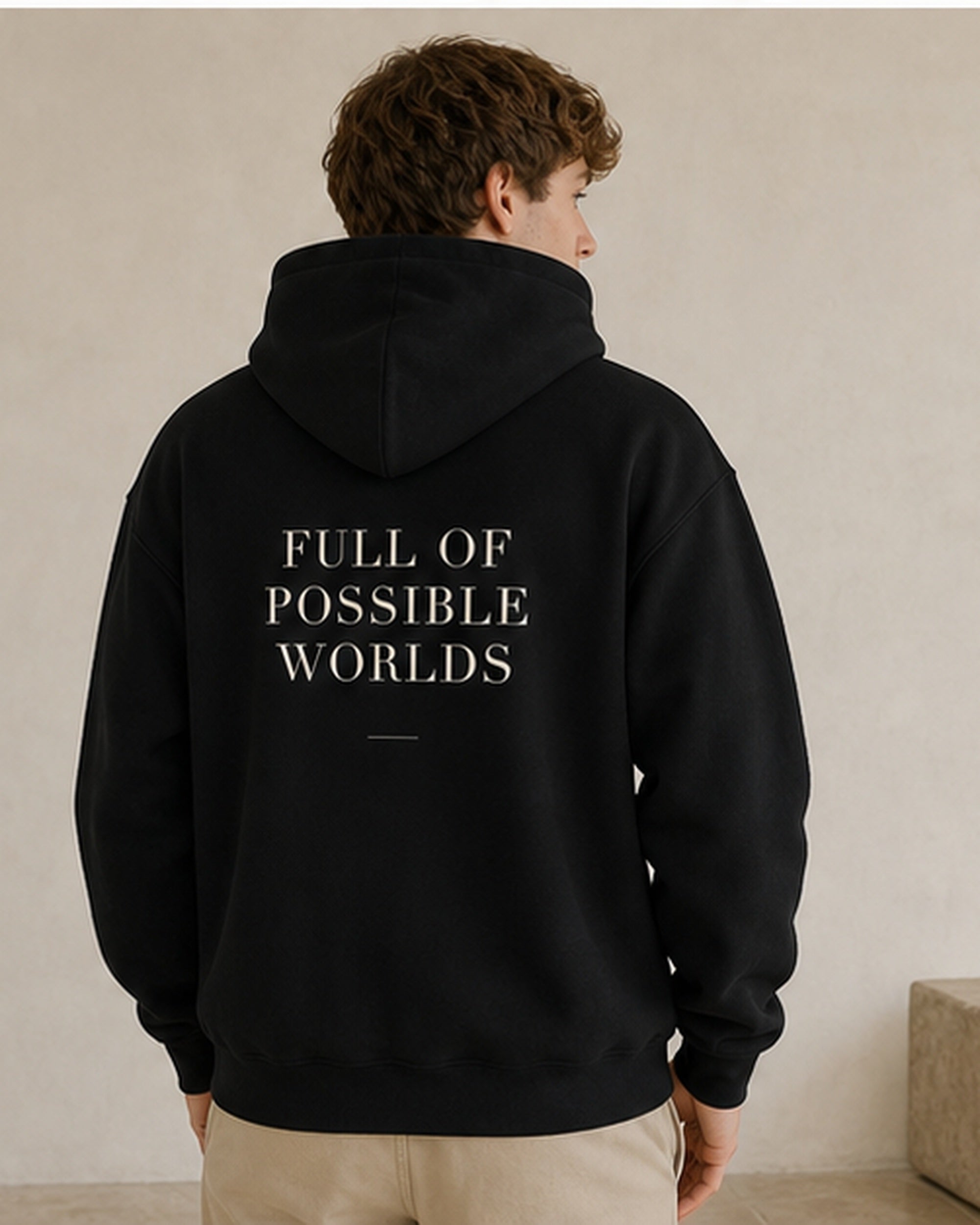 The Typese ENFP Gildan hoodie in black, male back