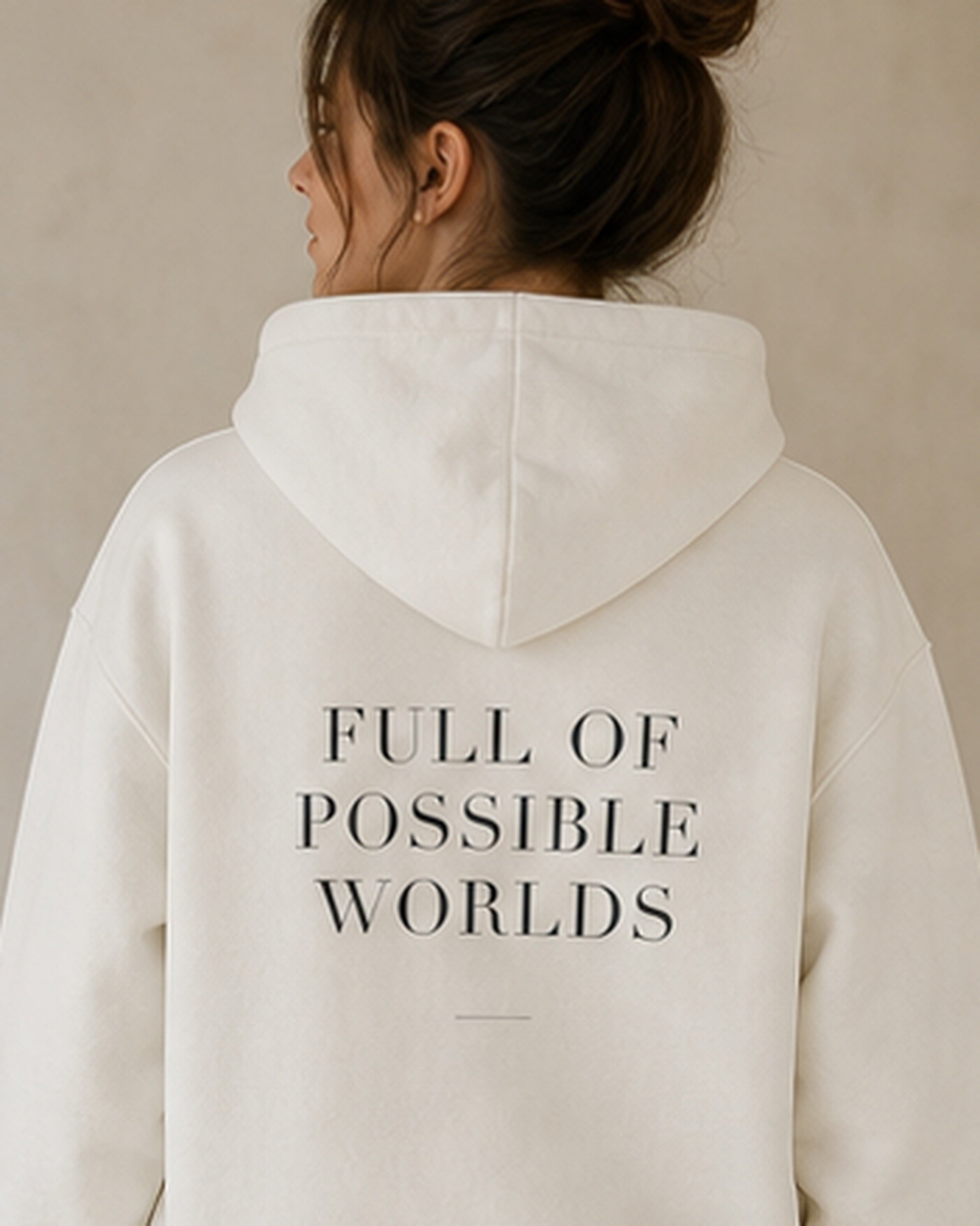 The Typese ENFP Gildan hoodie in white, female back detail