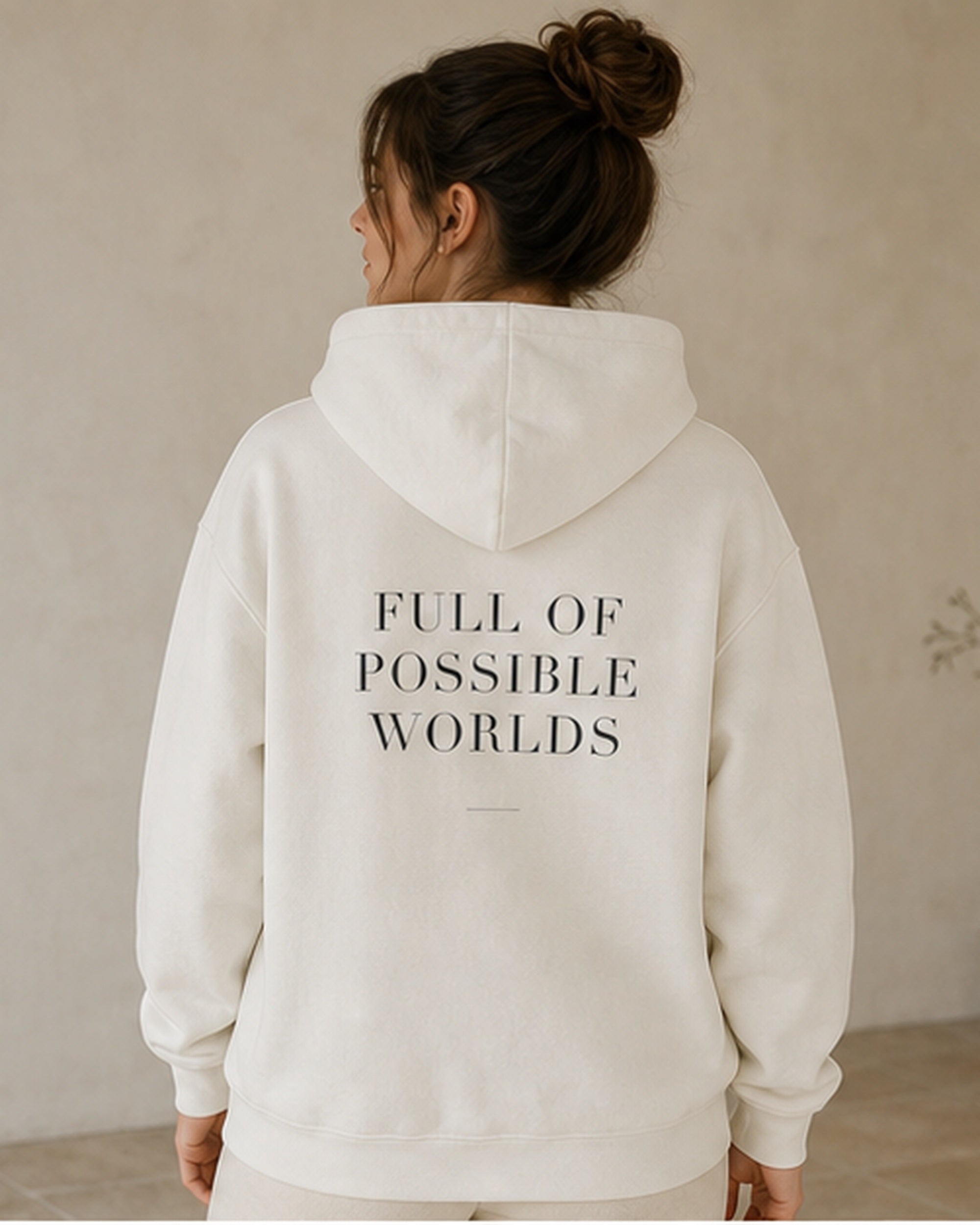 The Typese ENFP Gildan hoodie in white, female back