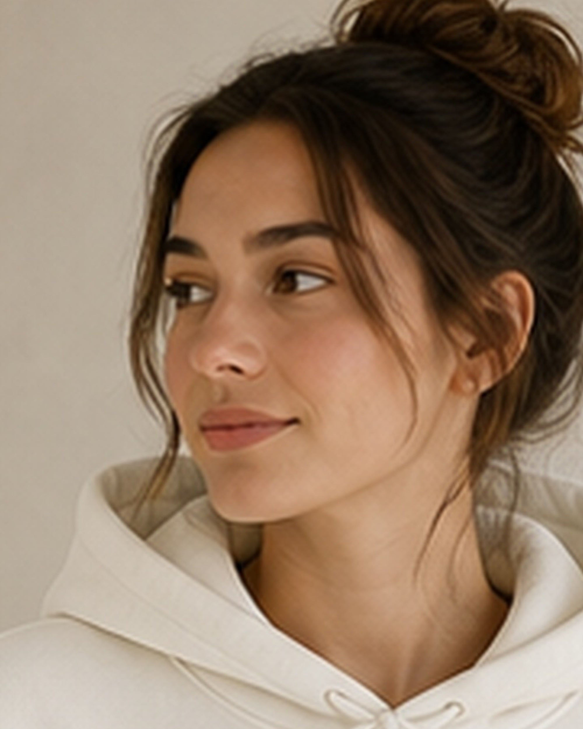 The Typese ENFP Gildan hoodie in white, hood detail