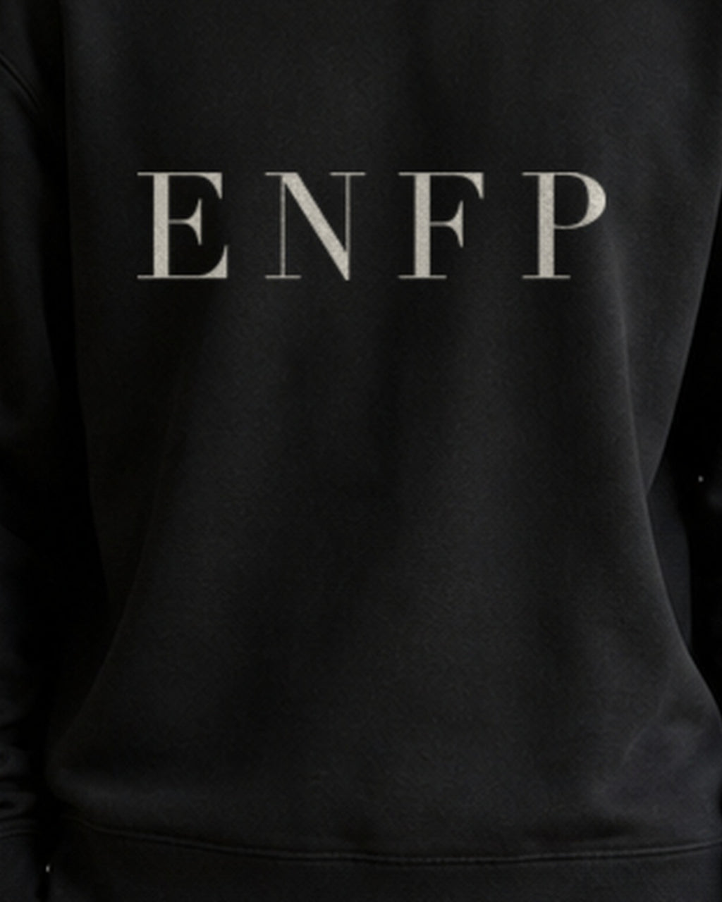 The Typese ENFP Gildan crewneck sweatshirt in black, male front print close
