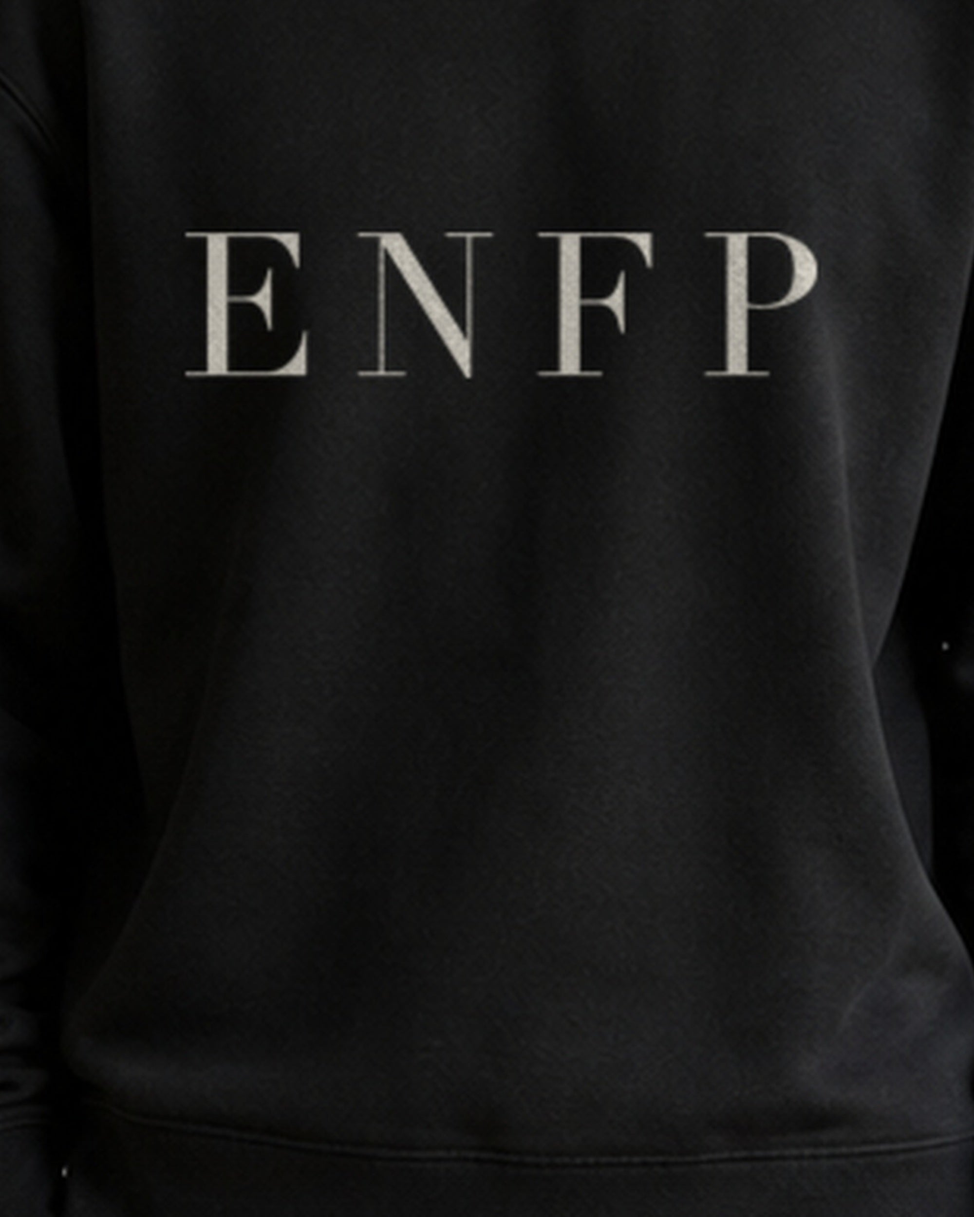 The Typese ENFP Gildan crewneck sweatshirt in black, male front print close