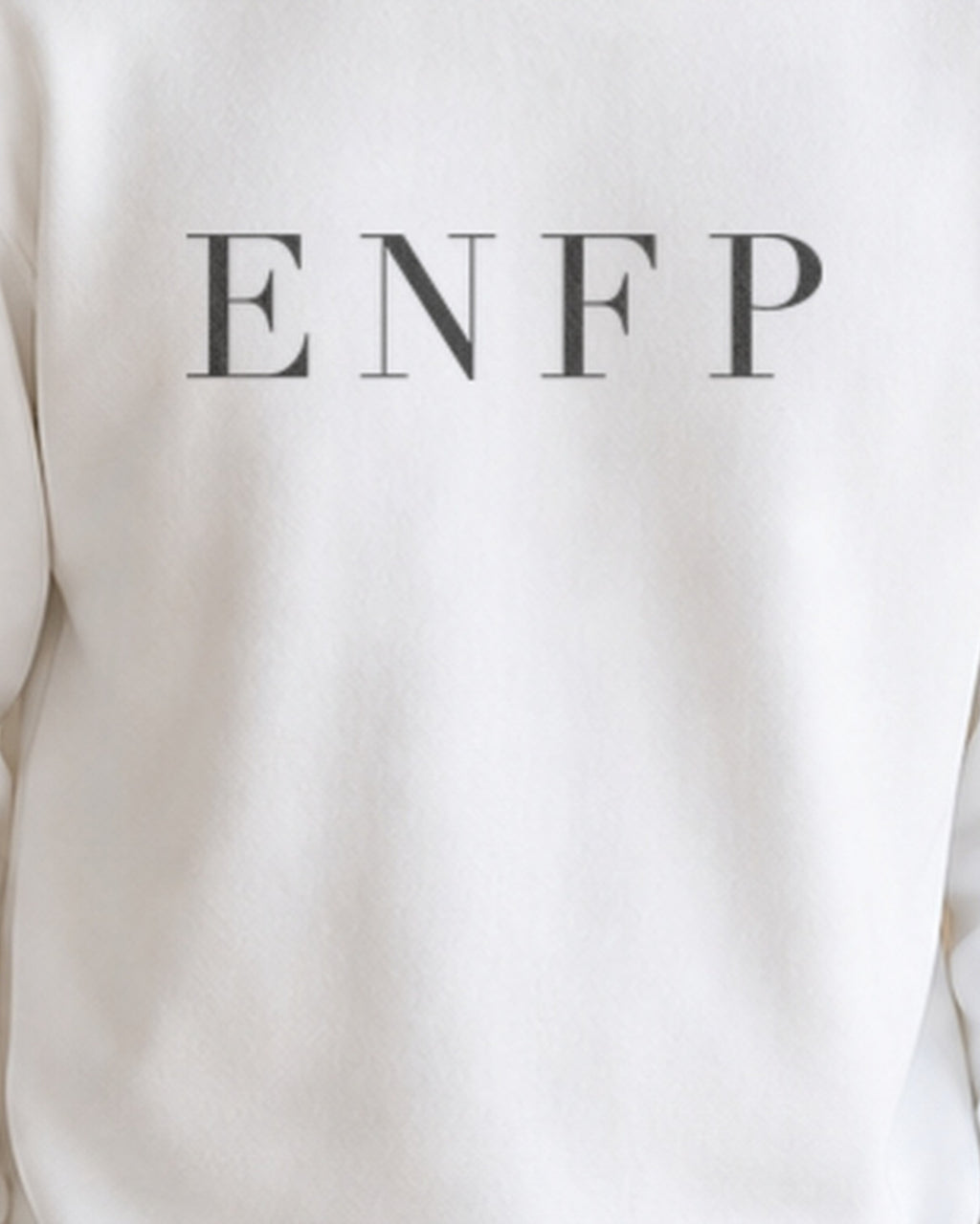 The Typese ENFP Gildan crewneck sweatshirt in white, male front print close