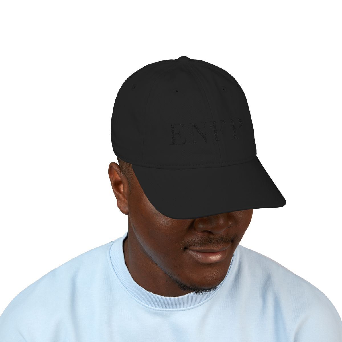 The Typese ENFP organic cap, black black, person 1 front