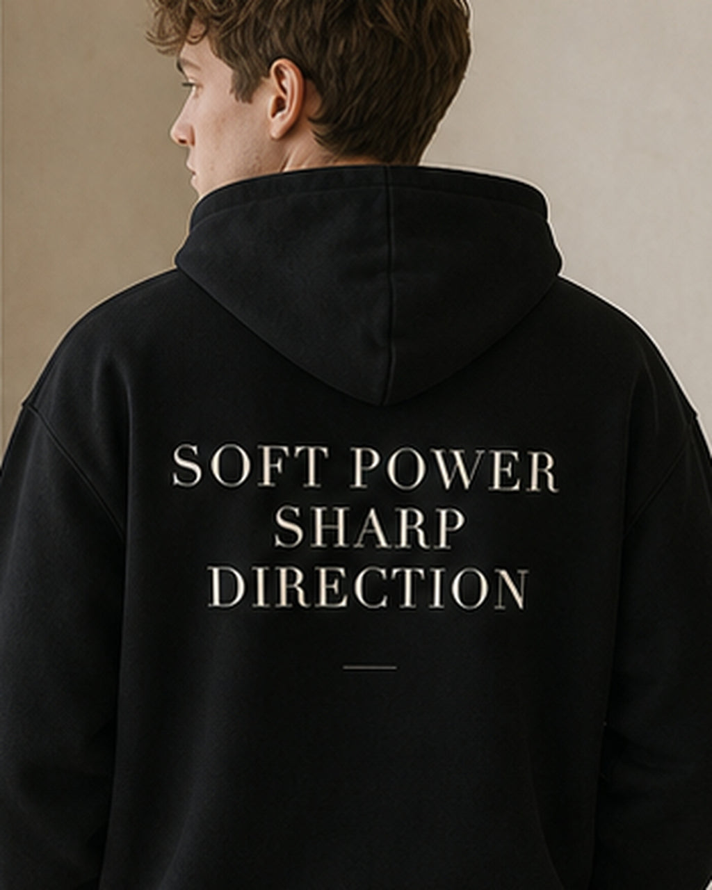 The Typese ENTJ Gildan hoodie in black, male back detail