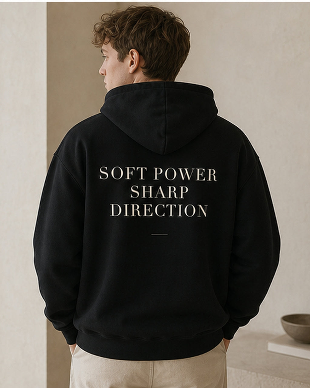 The Typese ENTJ Gildan hoodie in black, male back