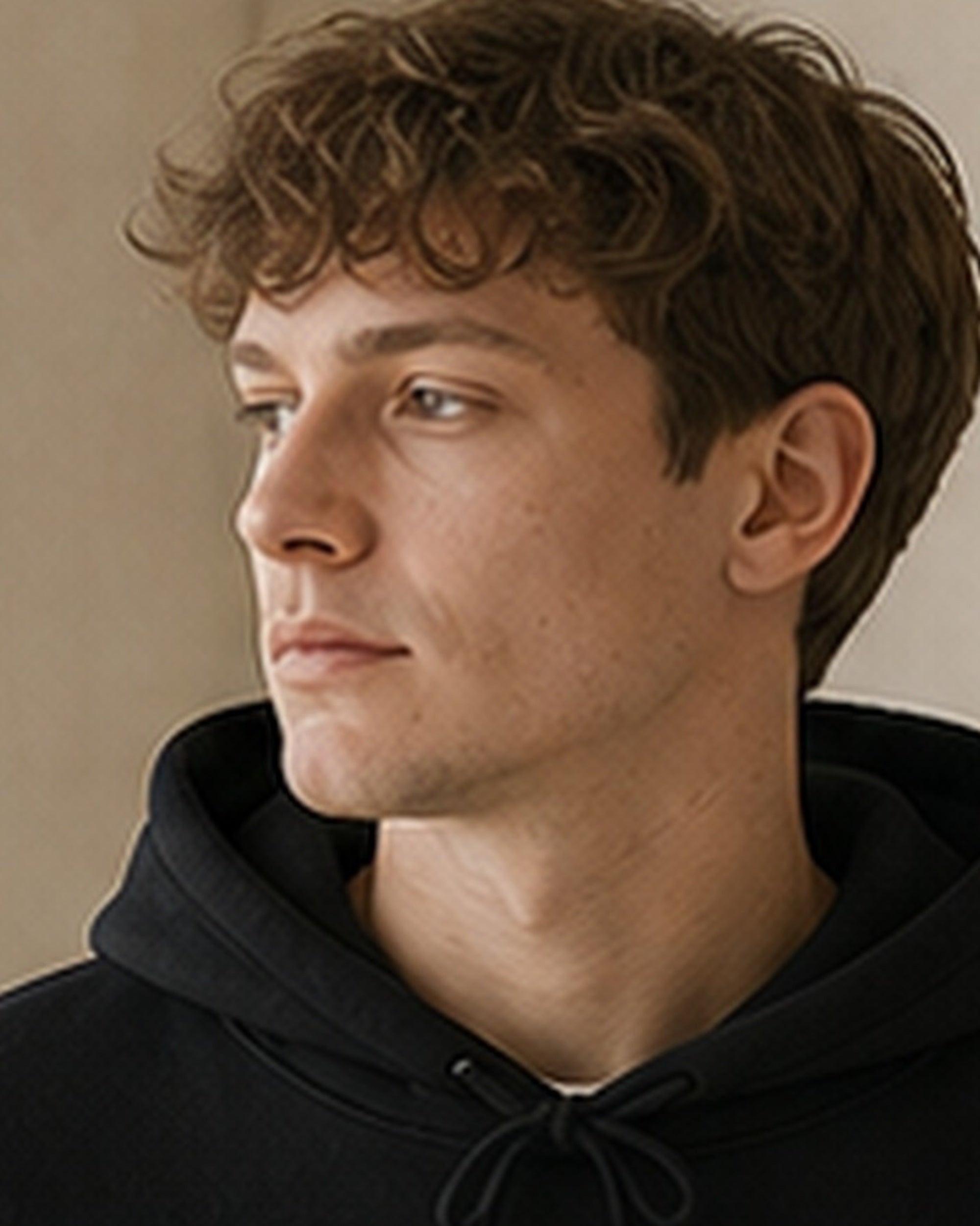 The Typese ENTJ Gildan hoodie in black, hood detail