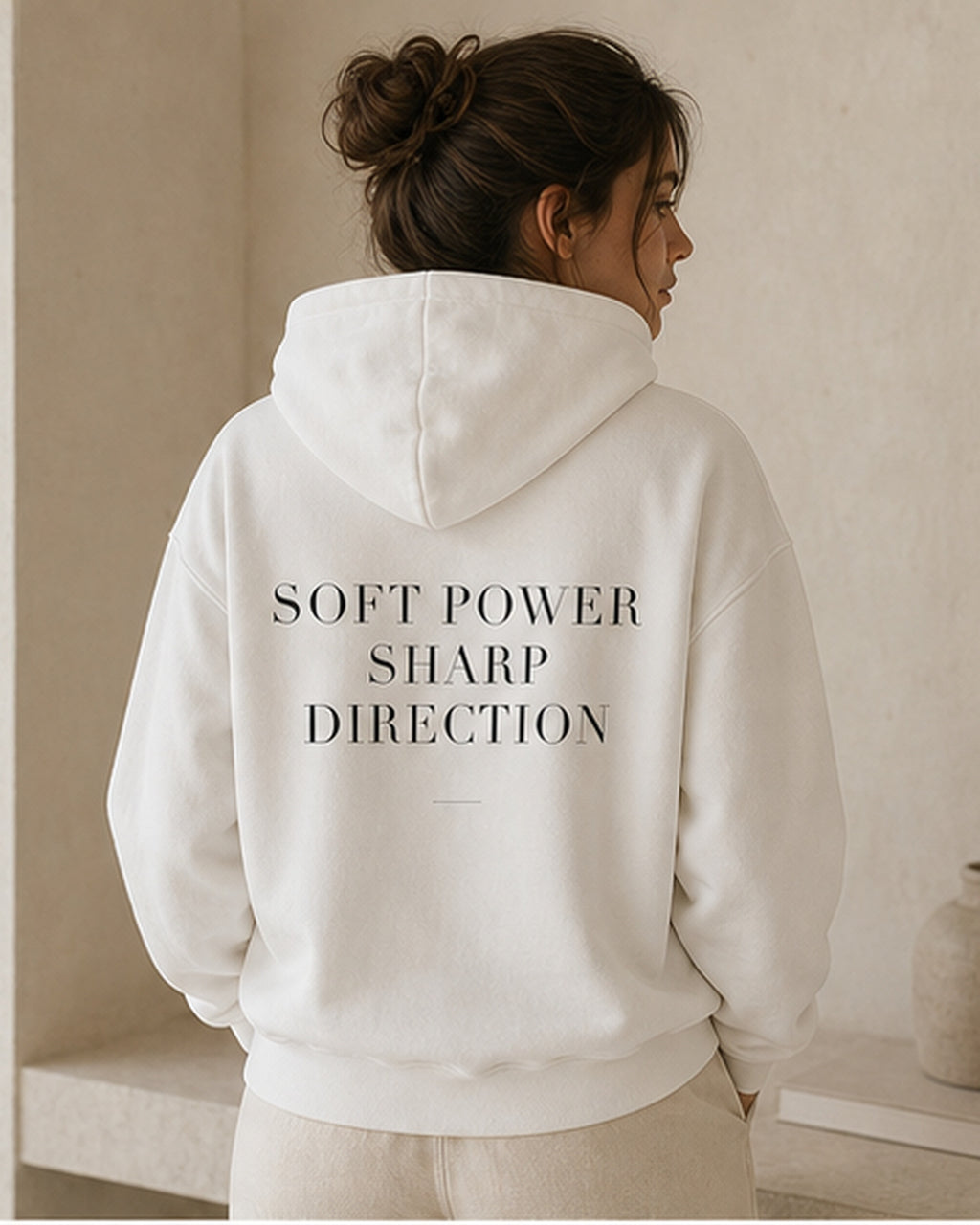 The Typese ENTJ Gildan hoodie in white, female back