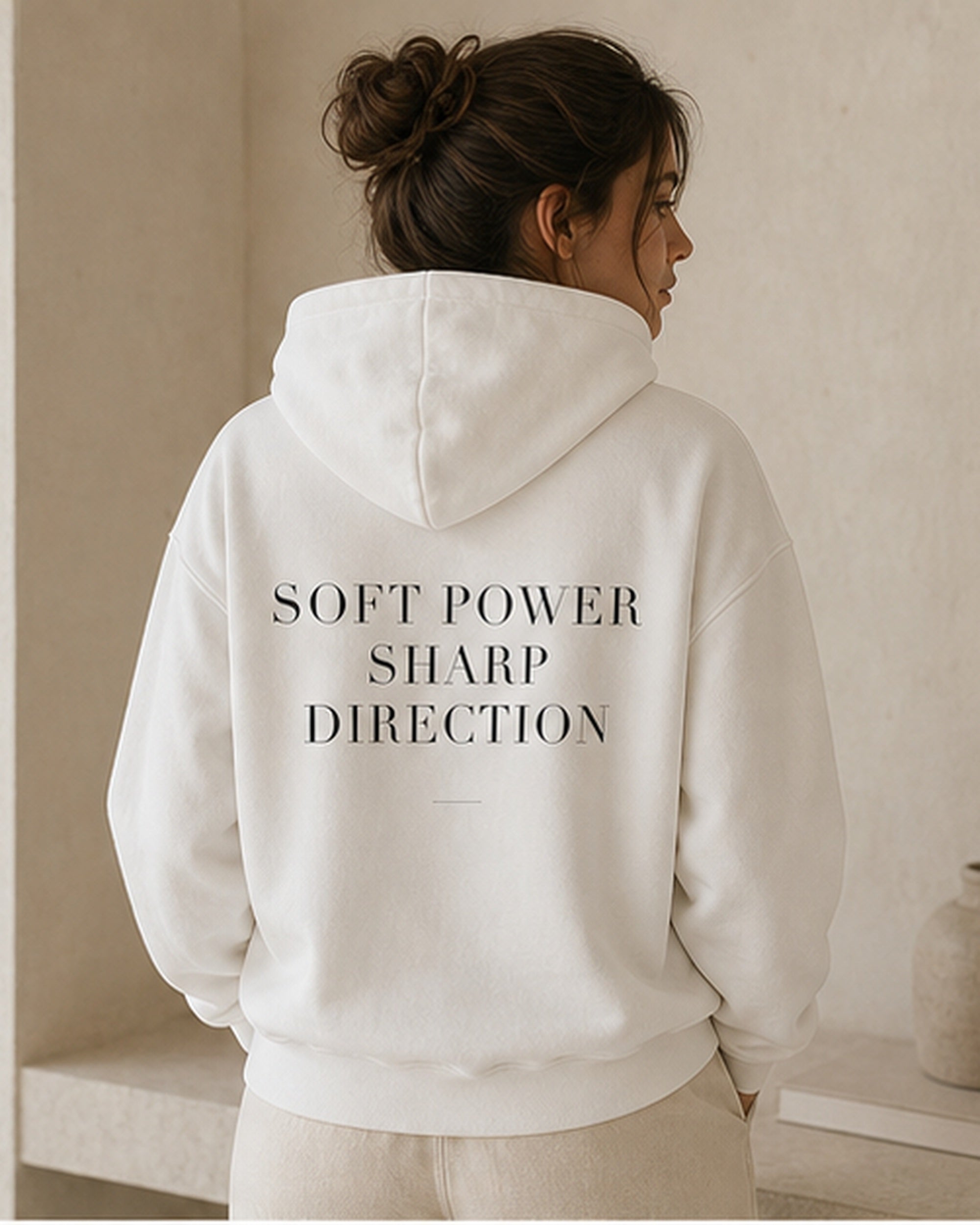 The Typese ENTJ Gildan hoodie in white, female back