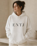 The Typese ENTJ Gildan hoodie in white, female front