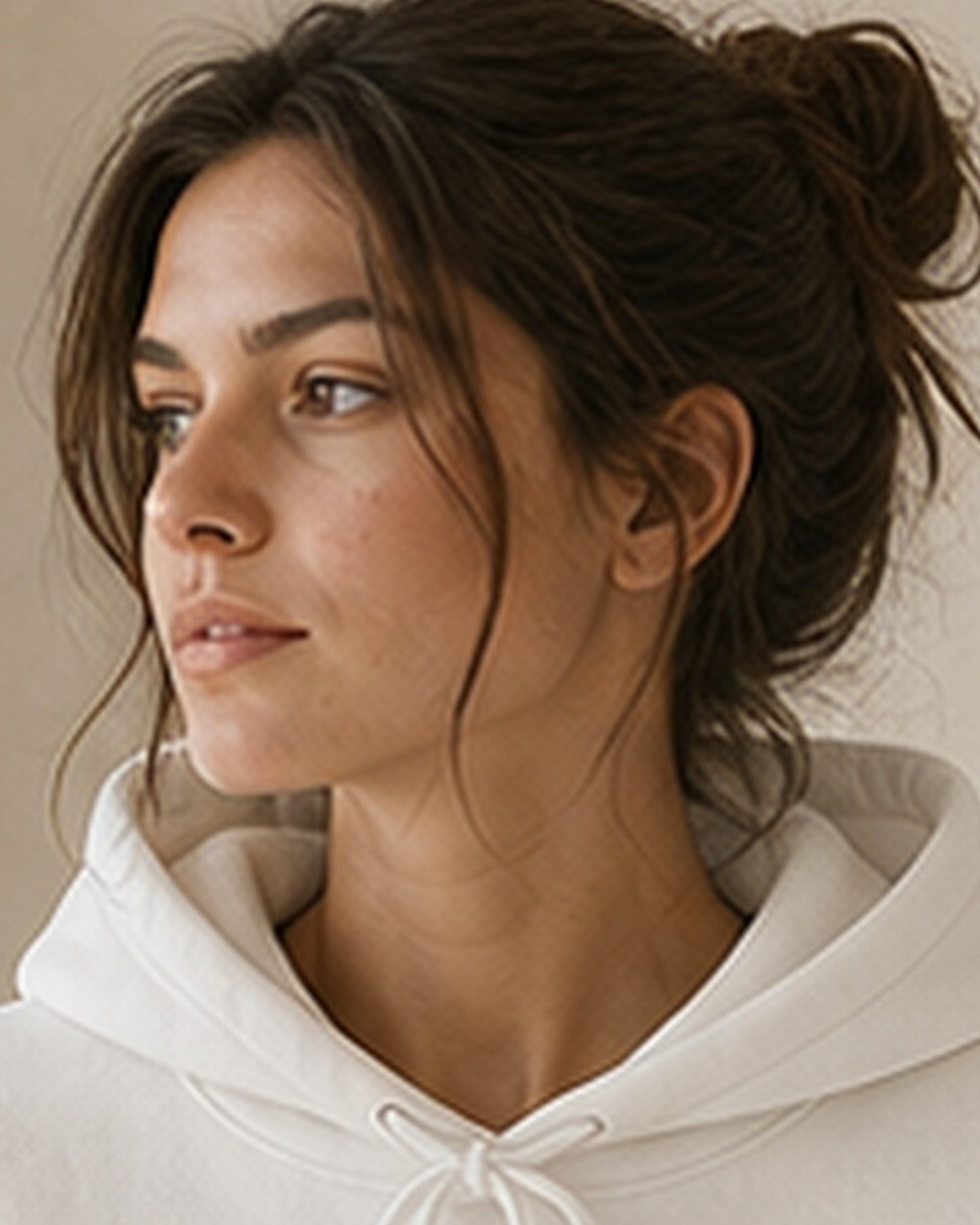 The Typese ENTJ Gildan hoodie in white, hood detail
