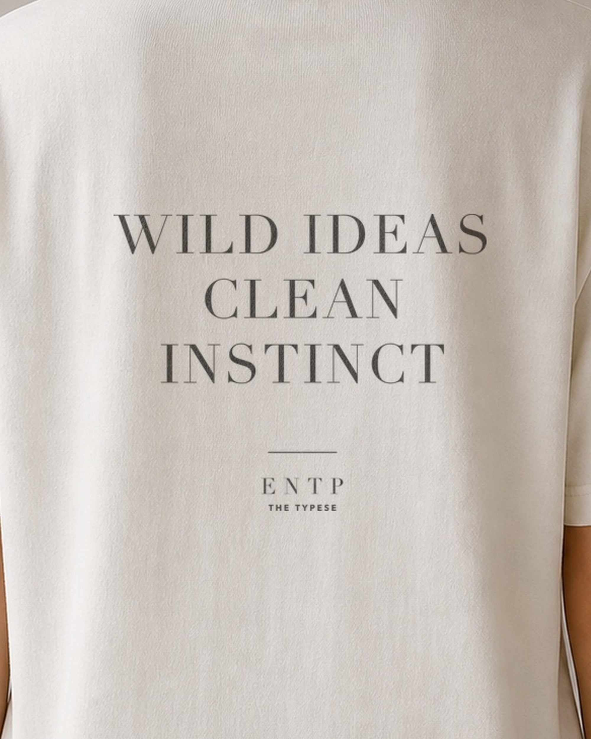The Typese ENTP Comfort Colors Tee in cream white, female back detail