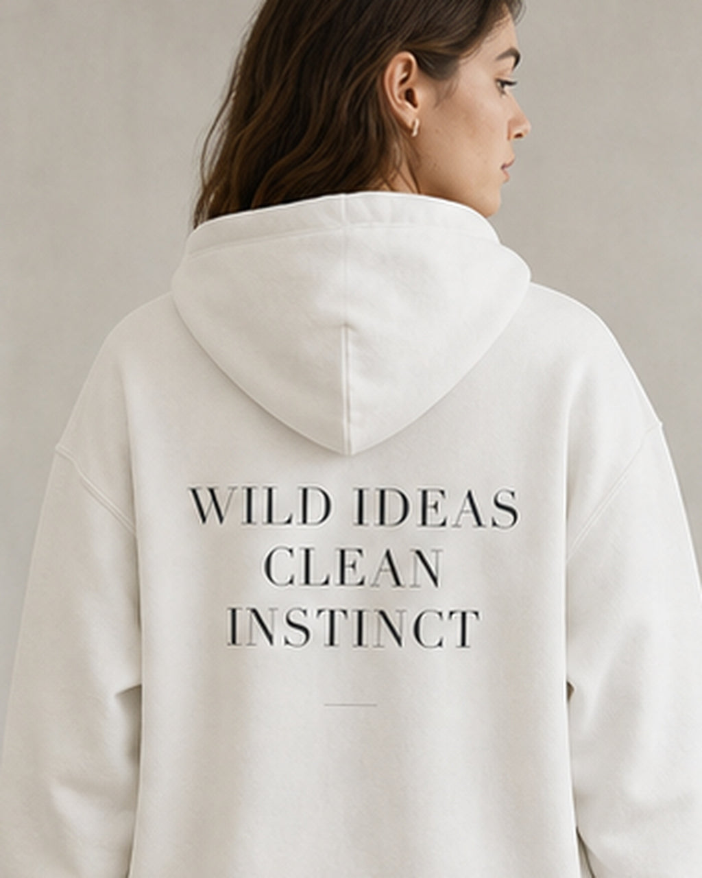 The Typese ENTP Gildan hoodie in white, female back detail