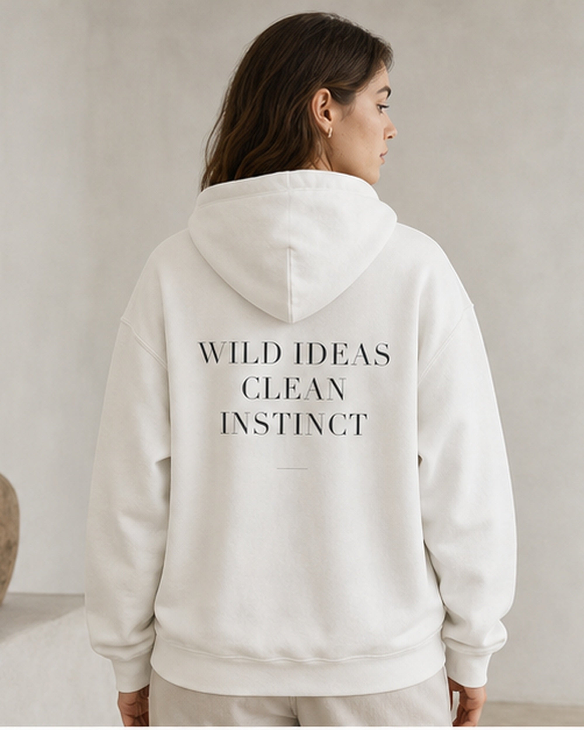 The Typese ENTP Gildan hoodie in white, female back
