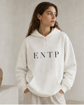 The Typese ENTP Gildan hoodie in white, female front