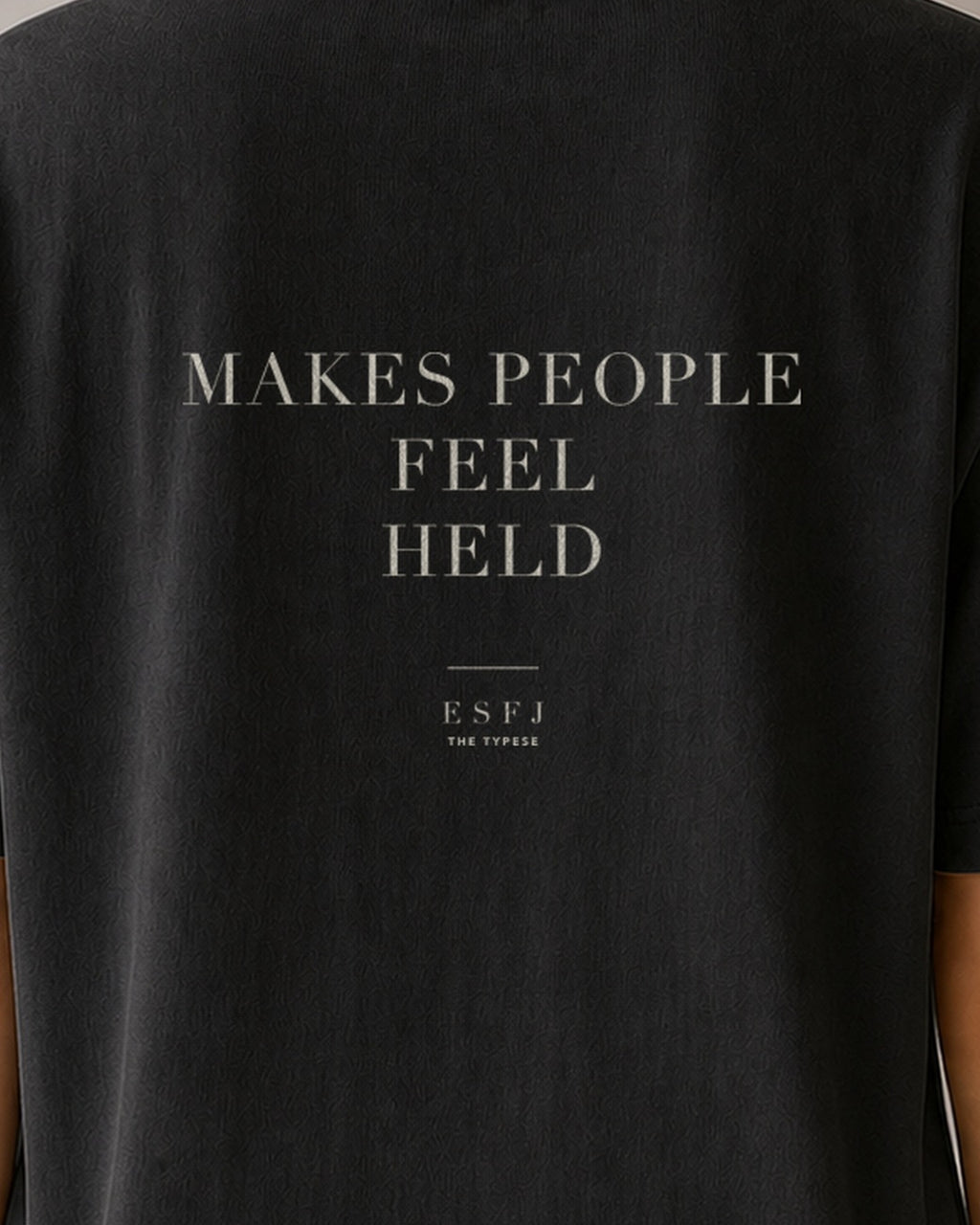 The Typese ESFJ Comfort Colors Tee in black, female back detail