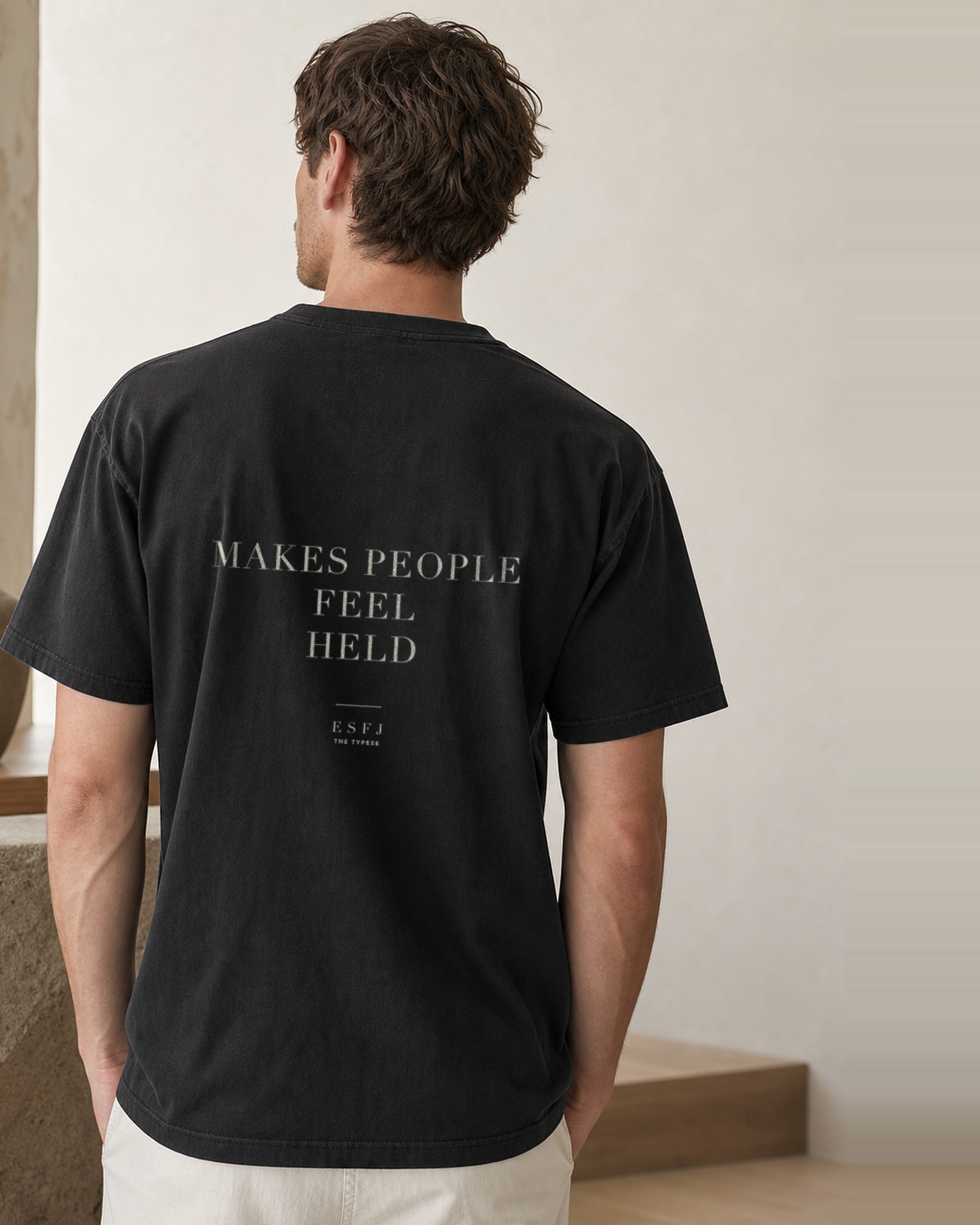 The Typese ESFJ Comfort Colors Tee in black, male back