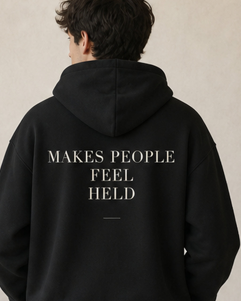 The Typese ESFJ Gildan hoodie in black, male back detail