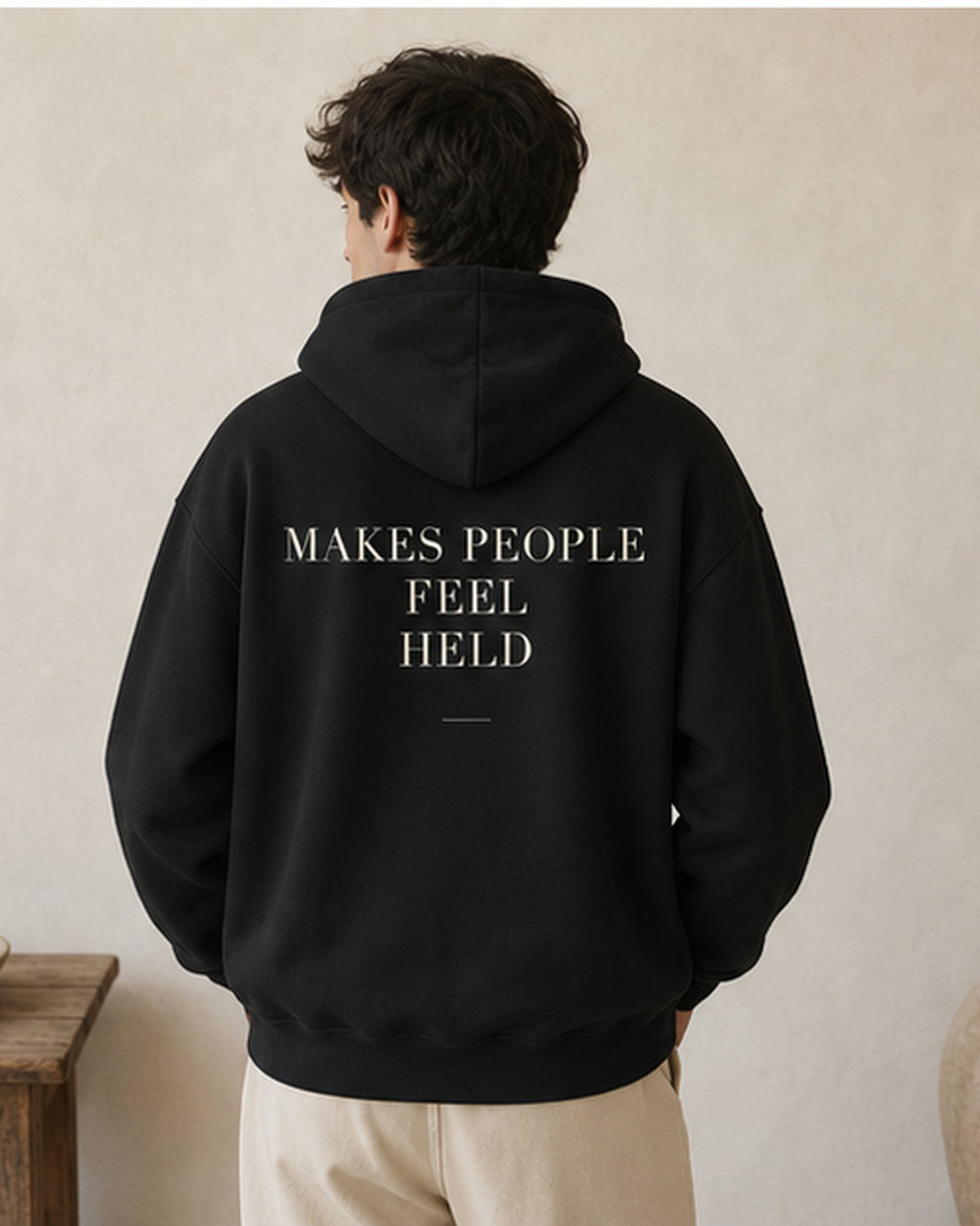 The Typese ESFJ Gildan hoodie in black, male back