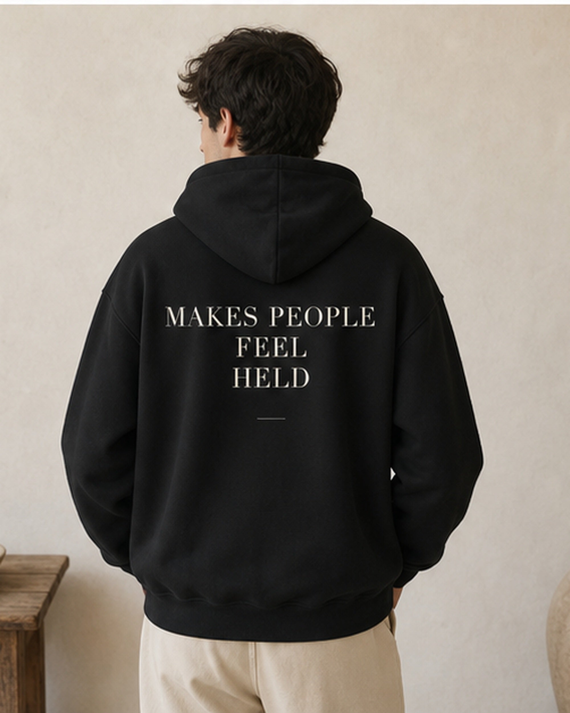 The Typese ESFJ Gildan hoodie in black, male back