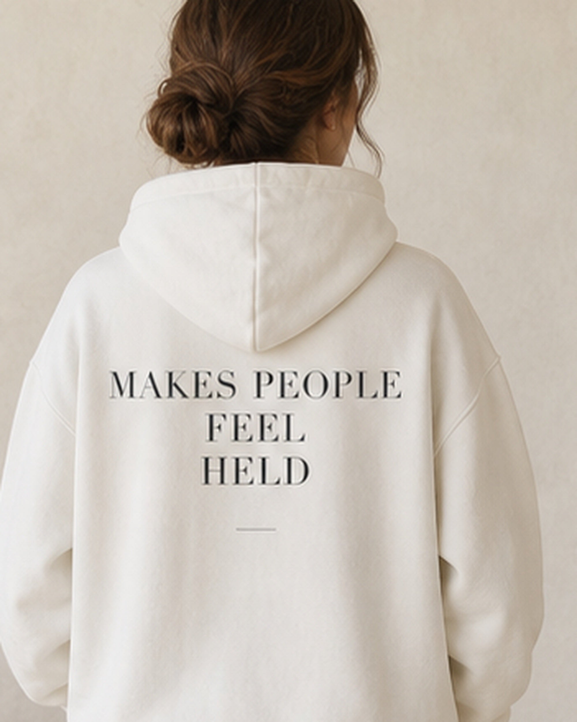 The Typese ESFJ Gildan hoodie in white, female back detail