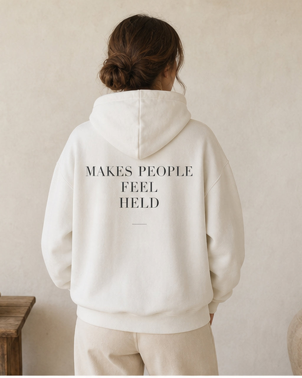 The Typese ESFJ Gildan hoodie in white, female back