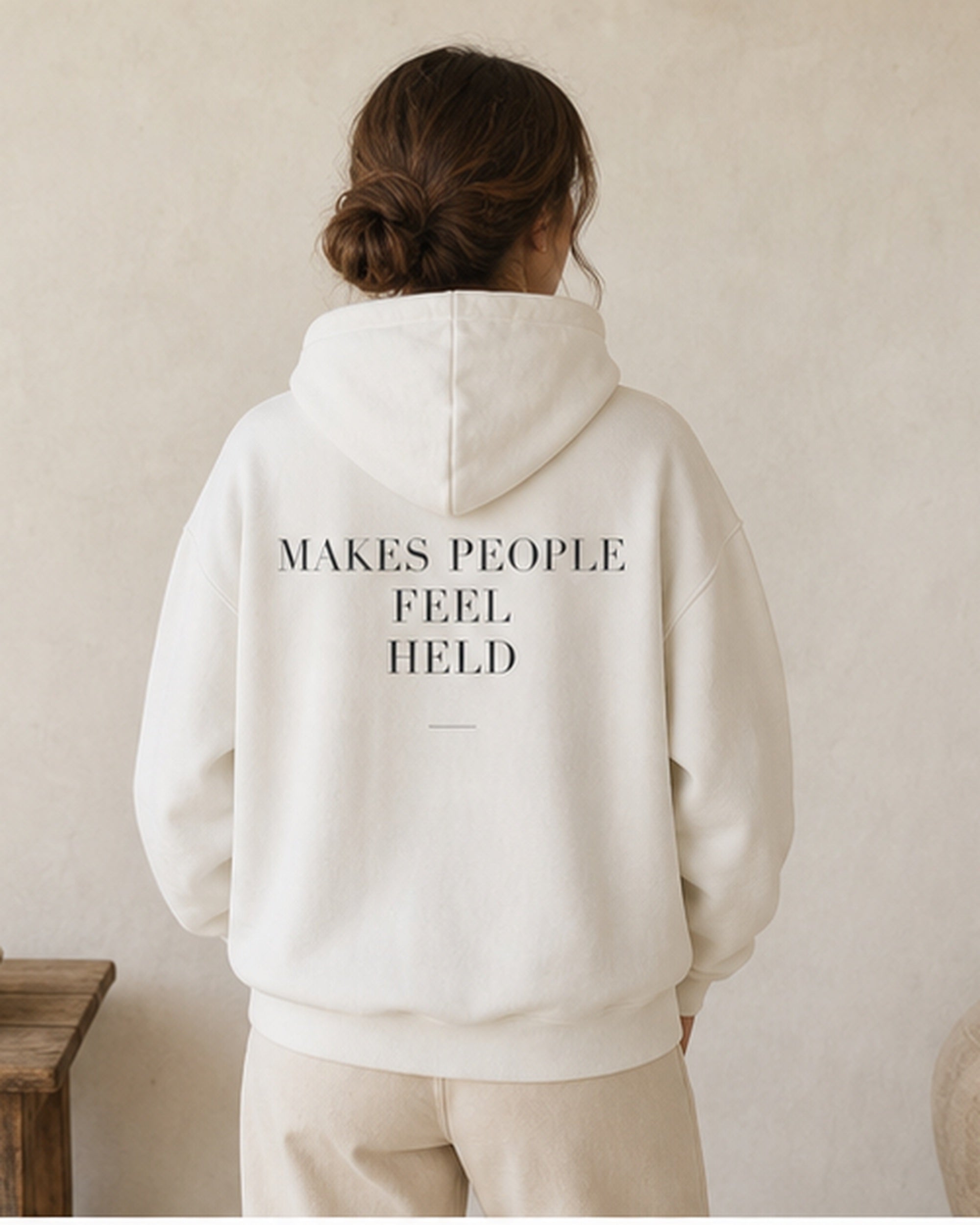 The Typese ESFJ Gildan hoodie in white, female back