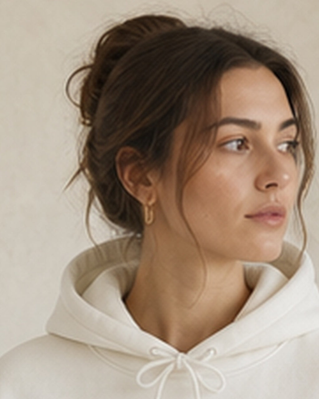 The Typese ESFJ Gildan hoodie in white, hood detail