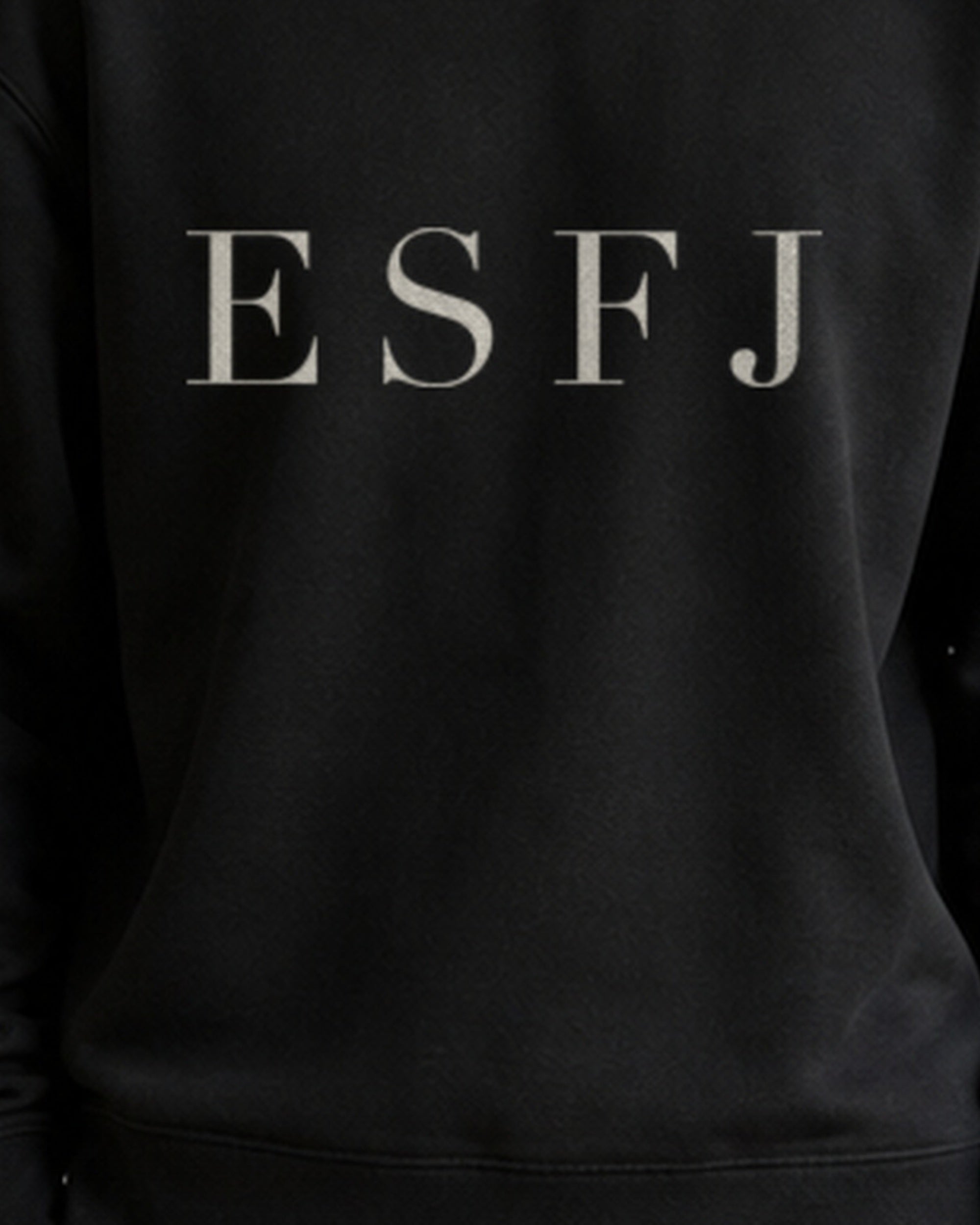 The Typese ESFJ Gildan crewneck sweatshirt in black, male front print close