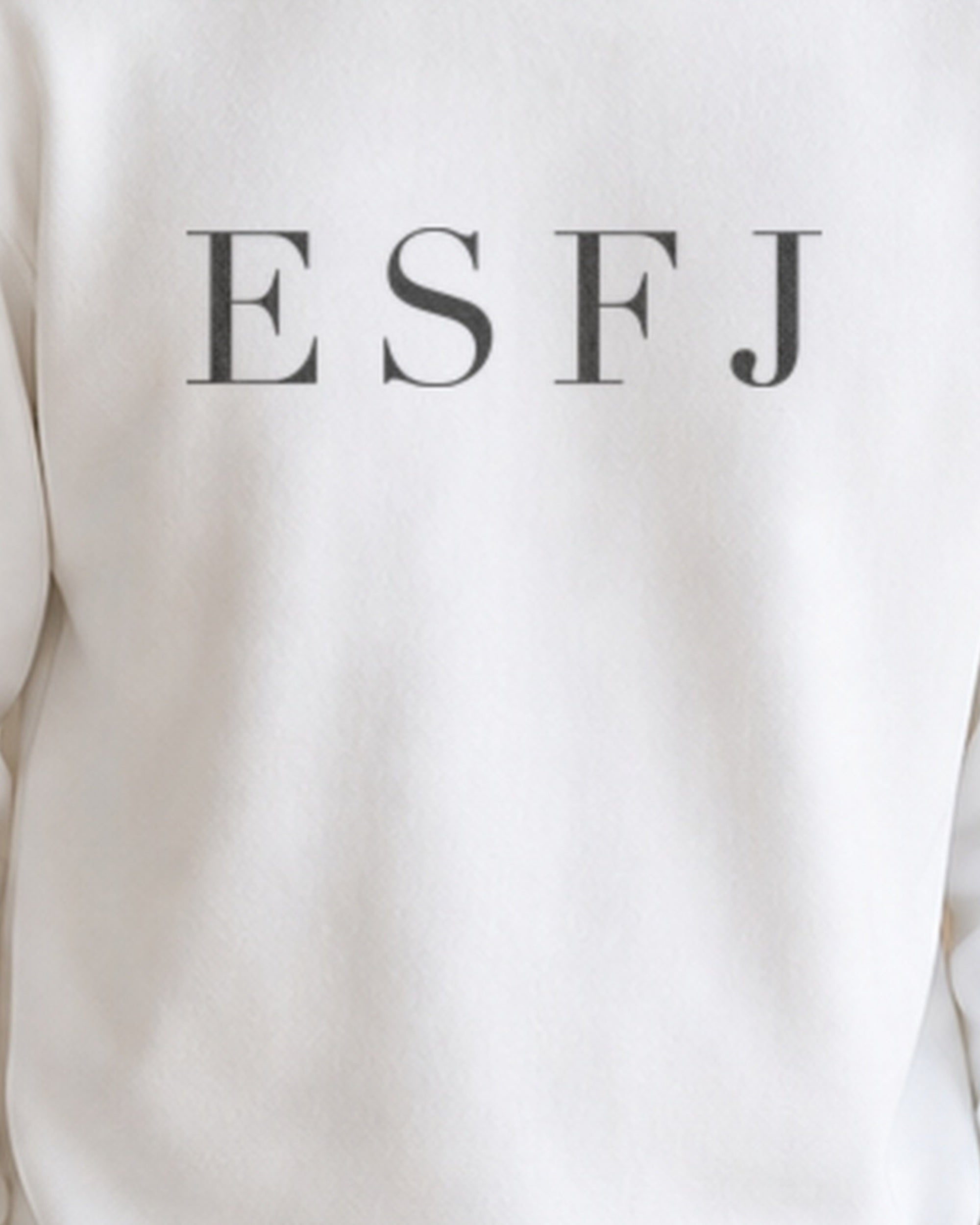 The Typese ESFJ Gildan crewneck sweatshirt in white, male front print close