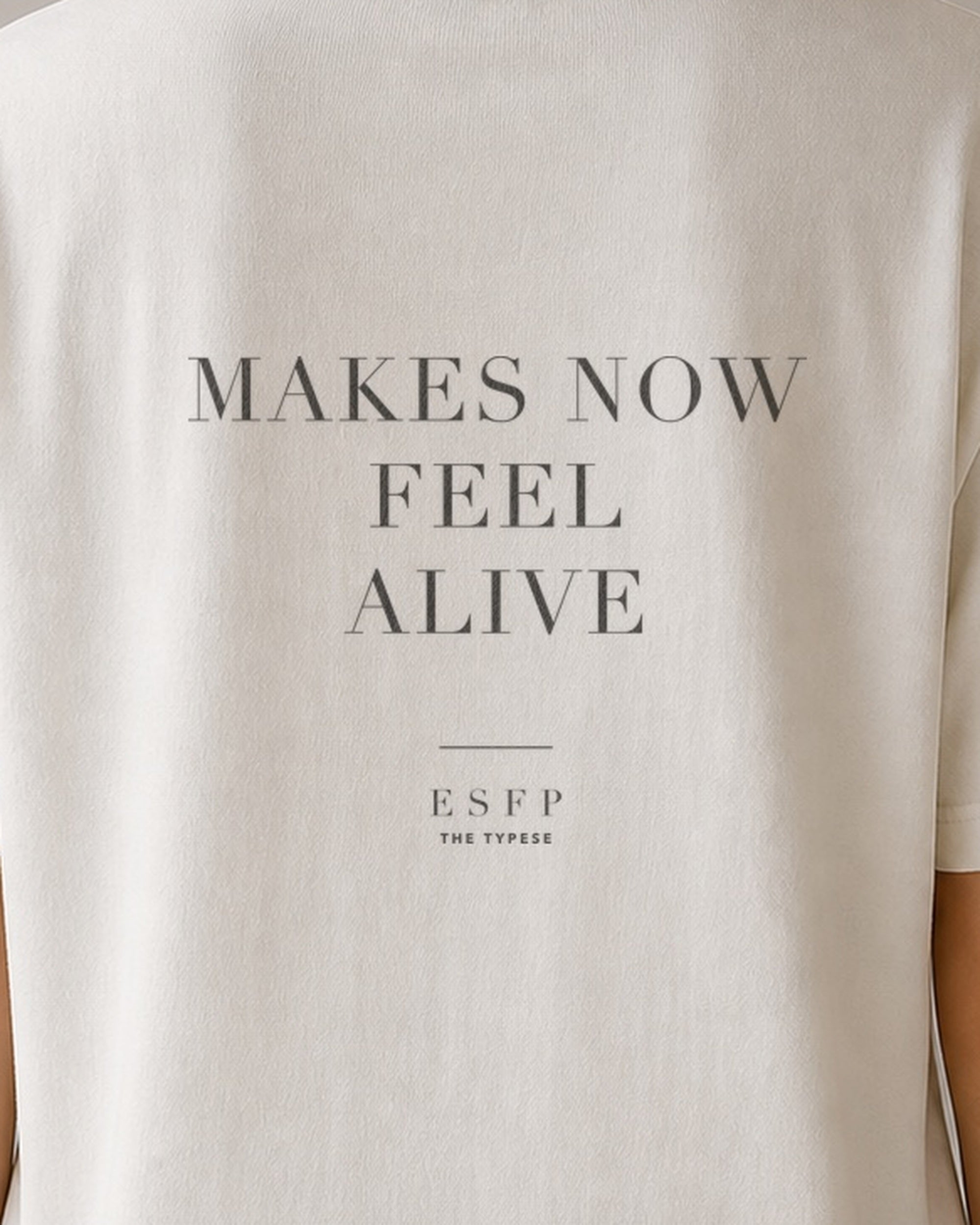 The Typese ESFP Comfort Colors Tee in cream white, female back detail