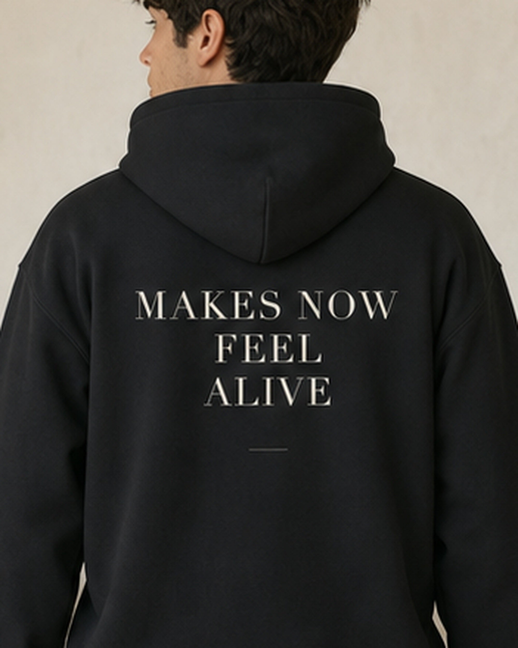 The Typese ESFP Gildan hoodie in black, male back detail
