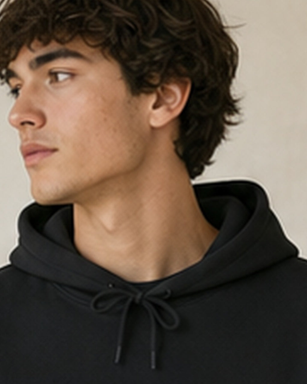 The Typese ESFP Gildan hoodie in black, hood detail