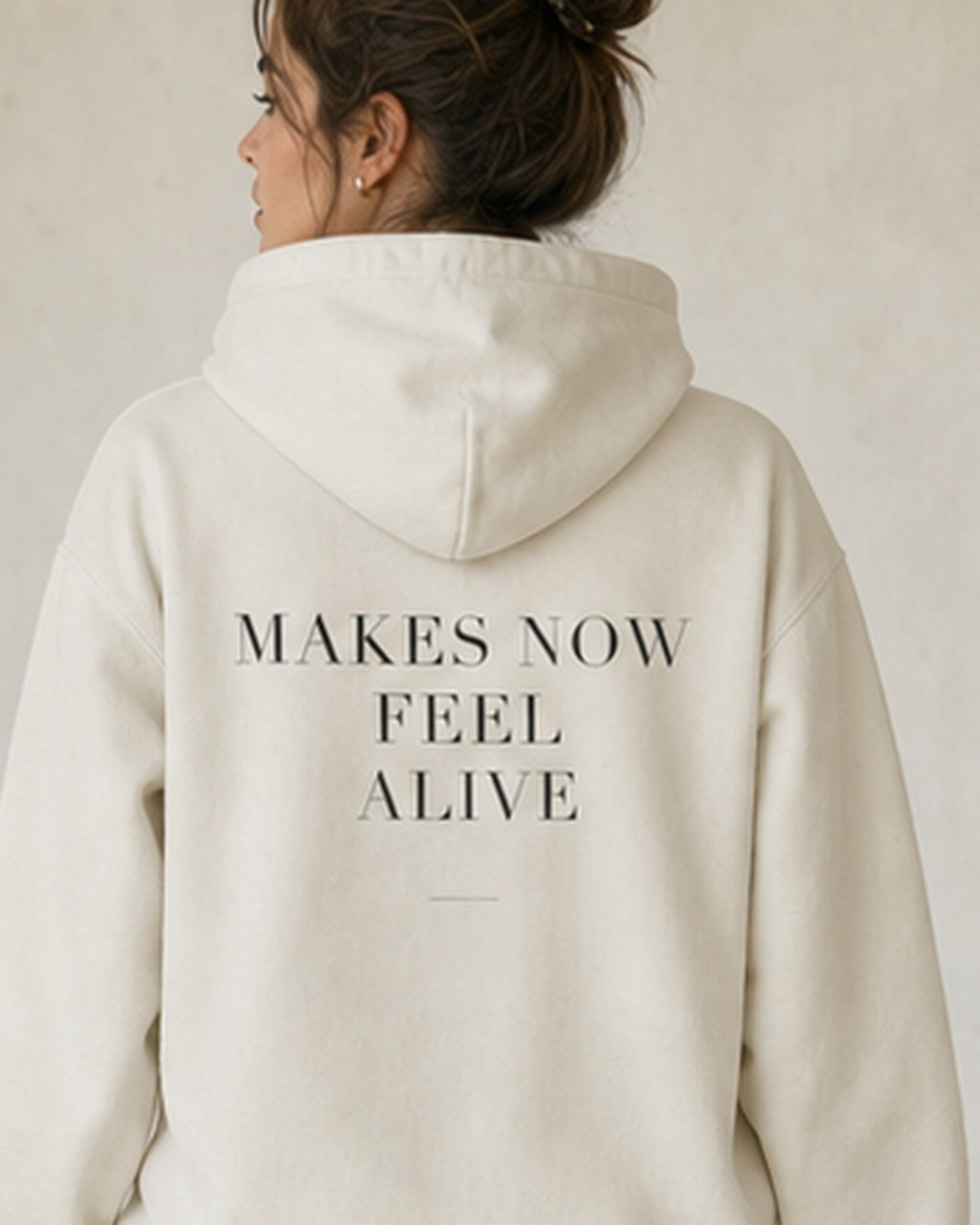 The Typese ESFP Gildan hoodie in white, female back detail