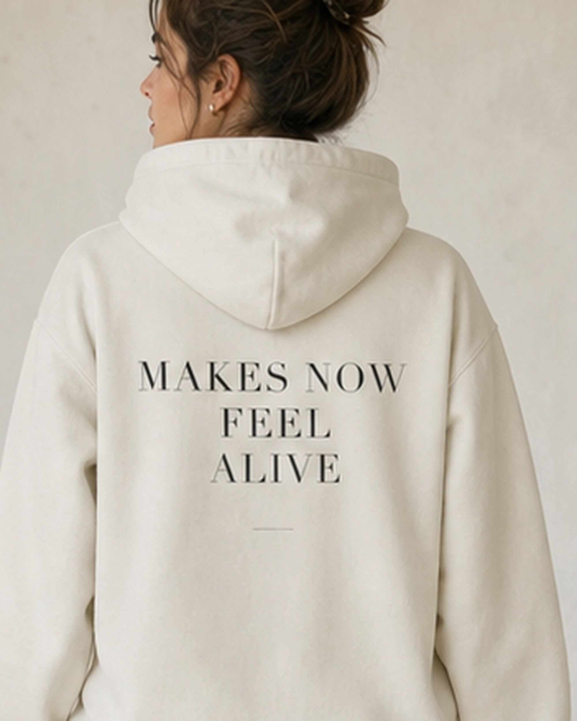 The Typese ESFP Gildan hoodie in white, female back detail