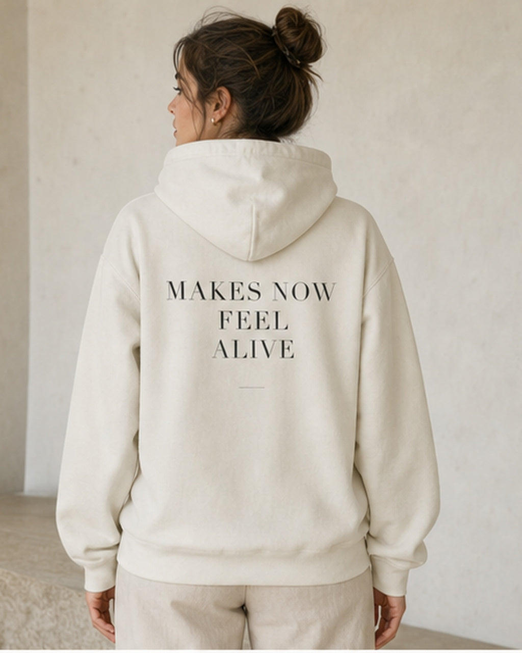 The Typese ESFP Gildan hoodie in white, female back