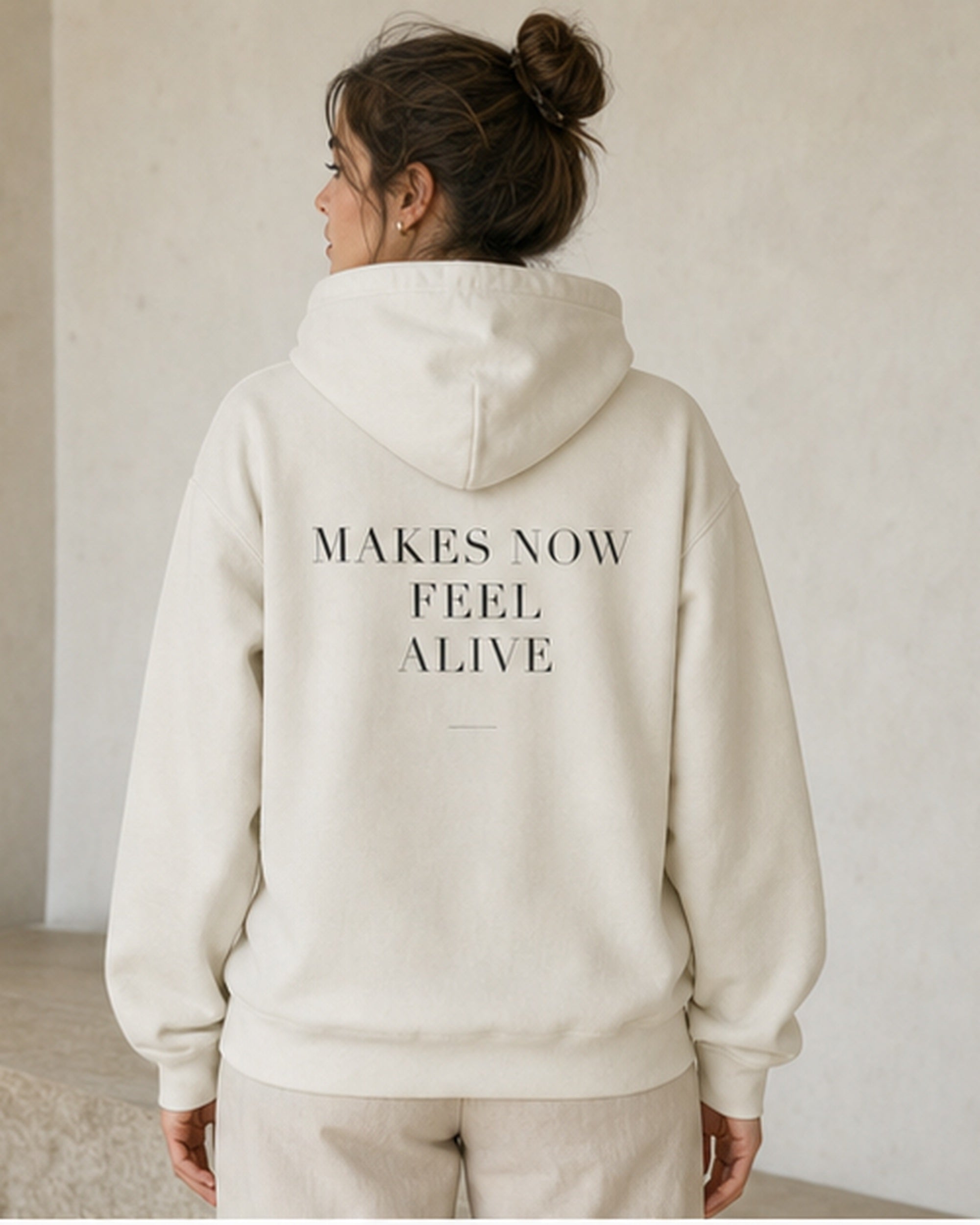 The Typese ESFP Gildan hoodie in white, female back